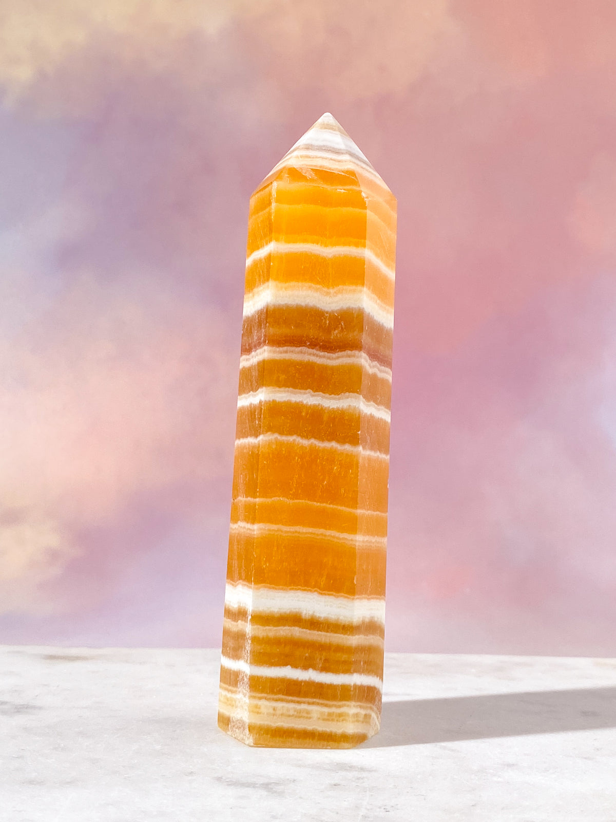 Orange Calcit Tårn Med Bånd (Nr. 5)