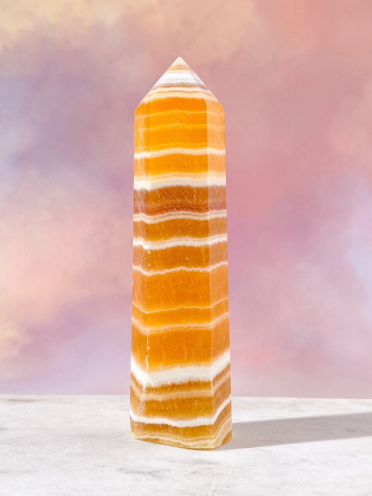 Orange Calcit Tårn Med Bånd (Nr. 5)