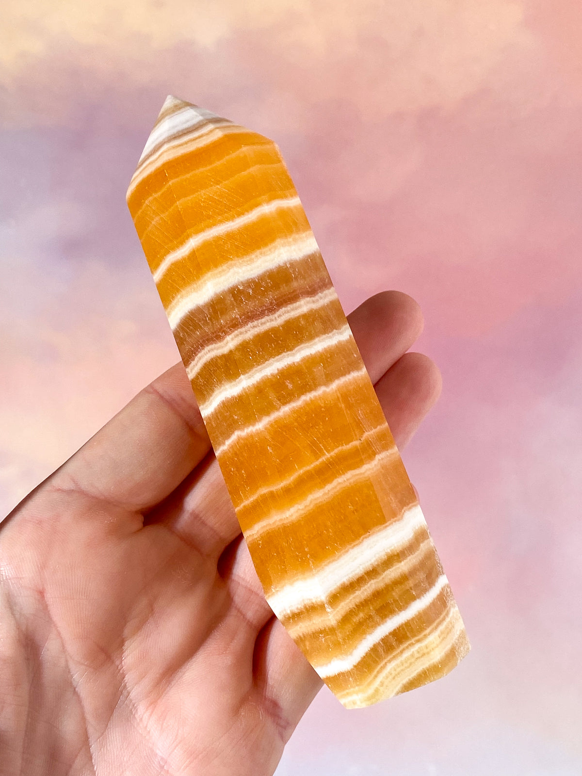 Orange Calcit Tårn Med Bånd (Nr. 5)