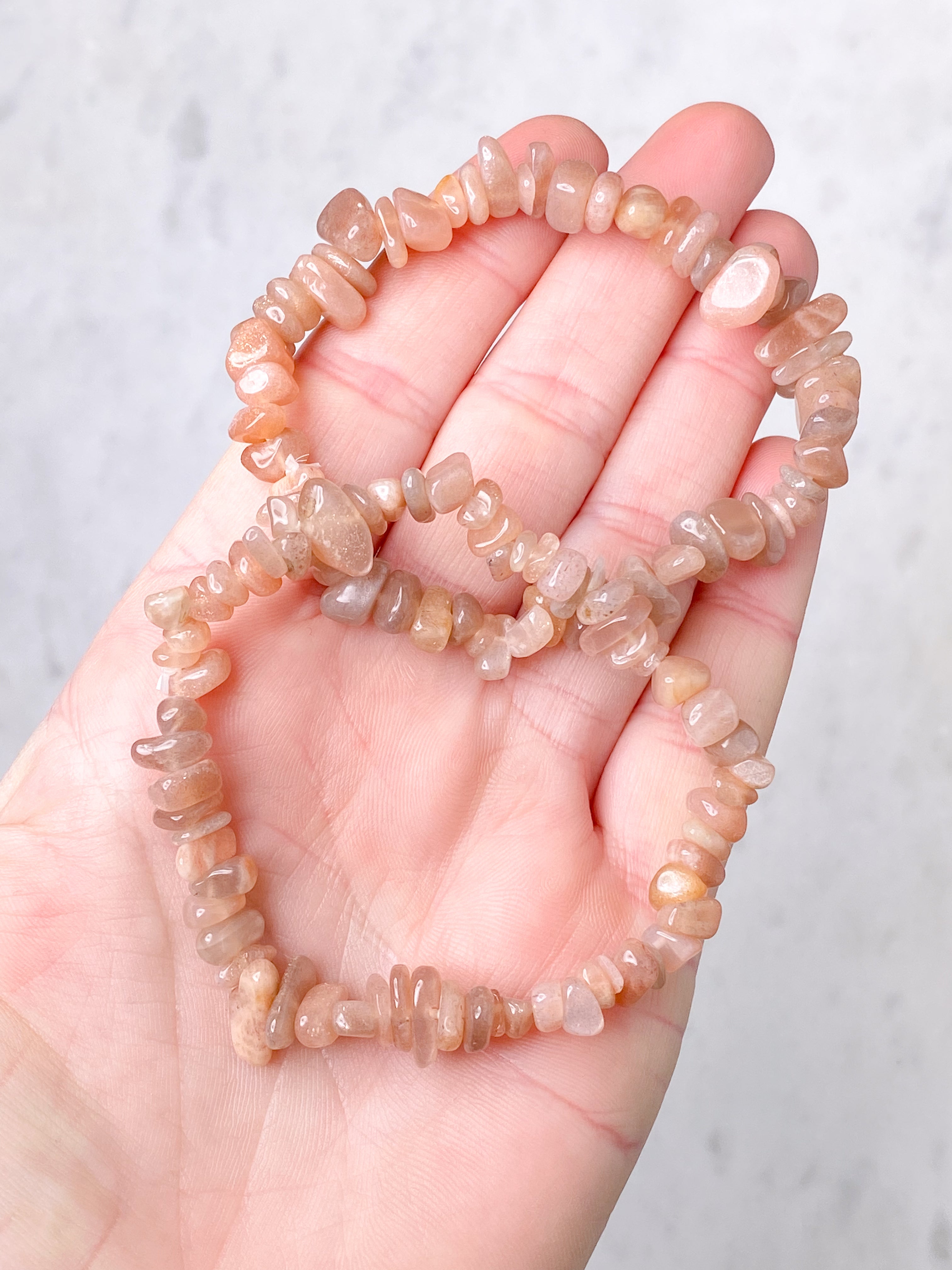 Persika Månsten Chip Armband