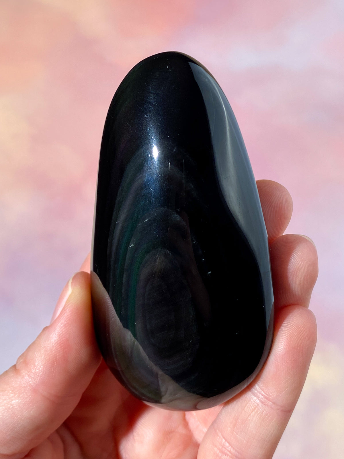 Regnbue Obsidian Palmstone (Nr. 4)