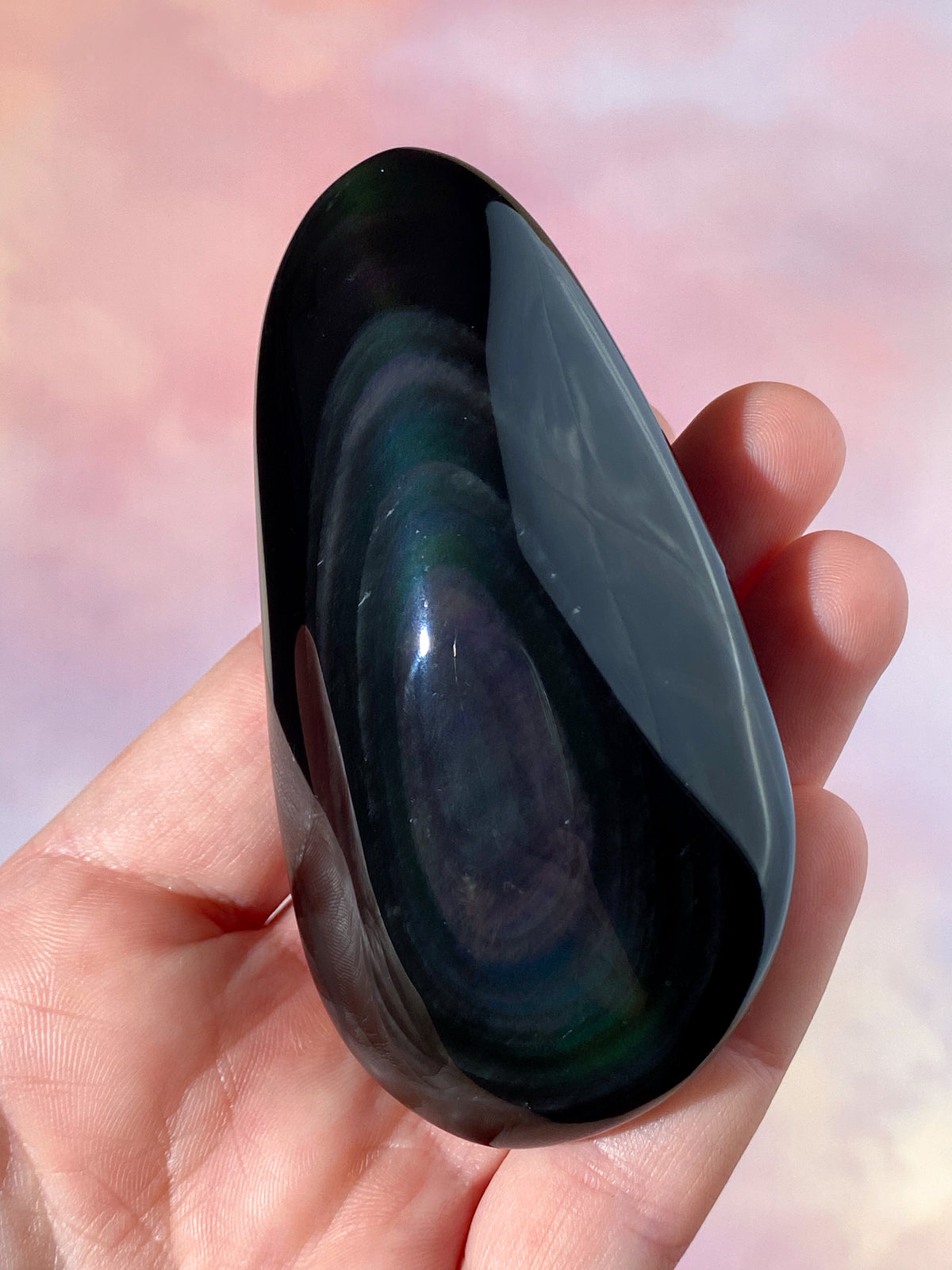 Regnbue Obsidian Palmstone (Nr. 4)