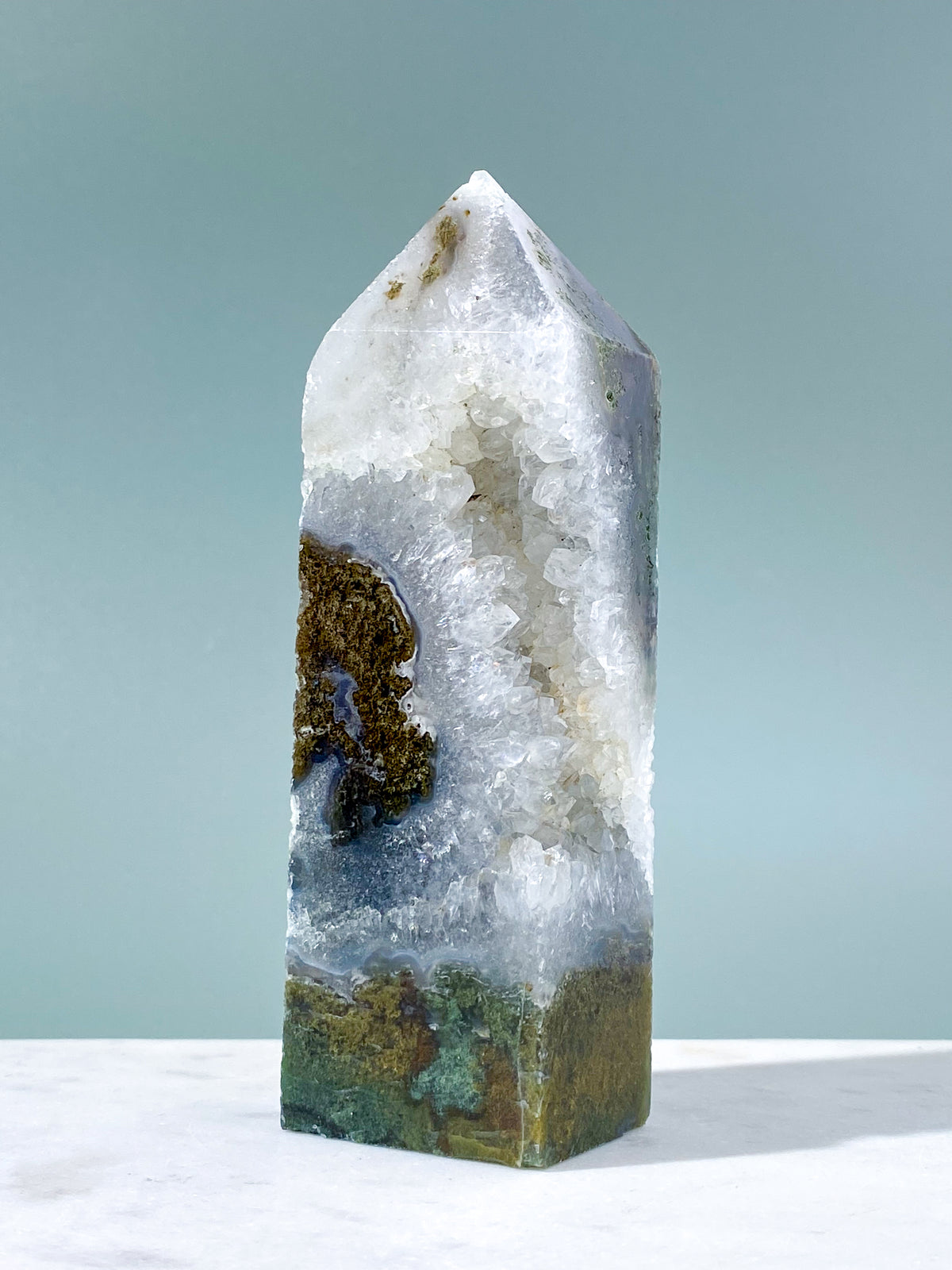 Druzy Moss Agate Tower (No. 1)