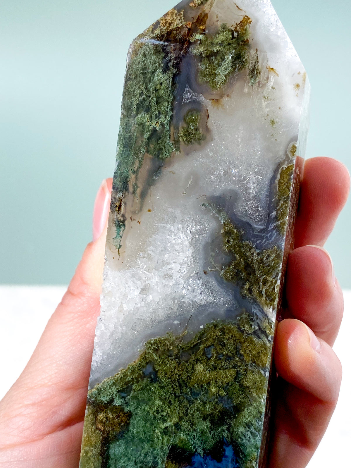 Druzy Moss Agate Tower (No. 1)
