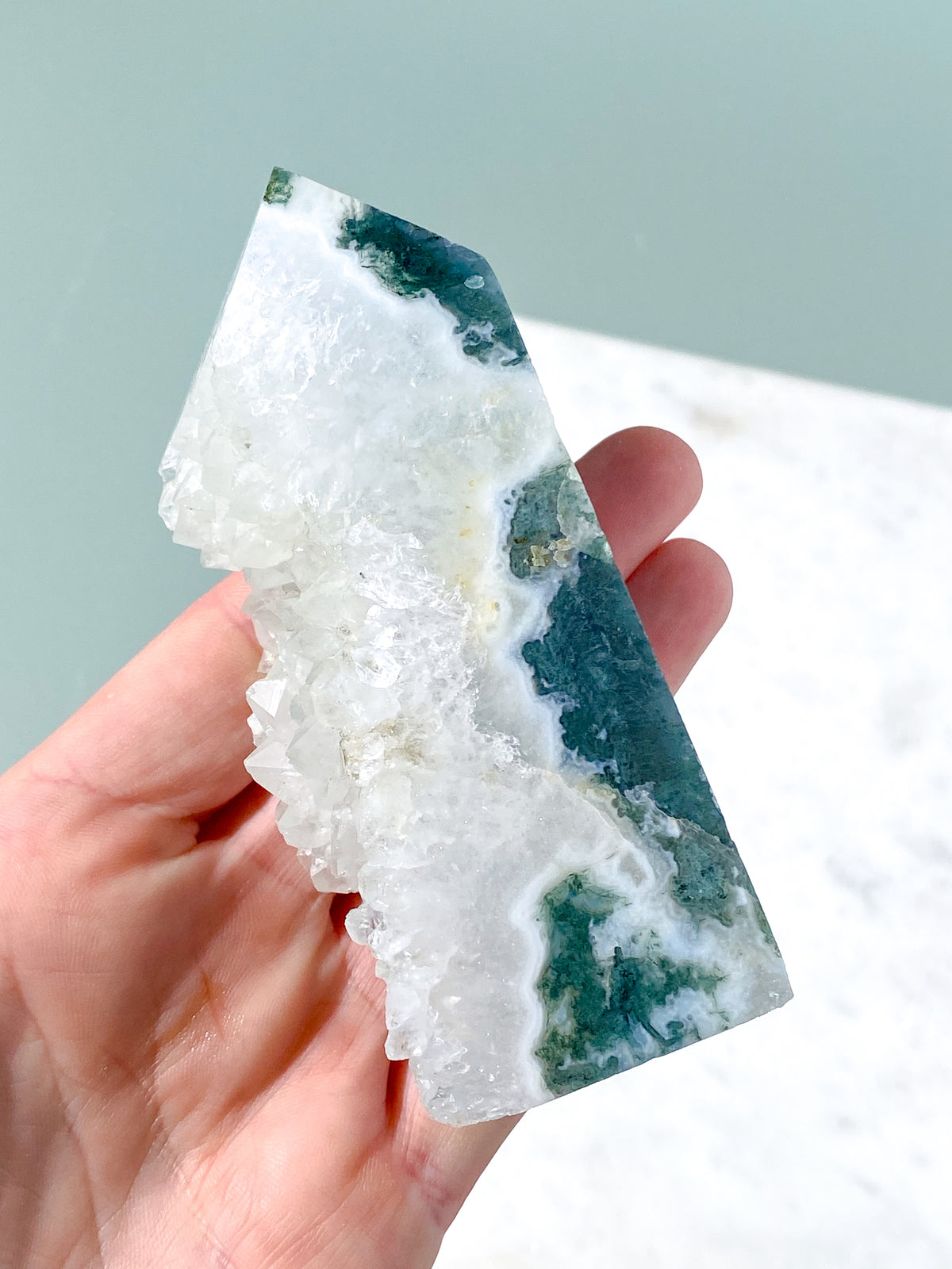 Druzy Moss Agate Tower (No. 5)