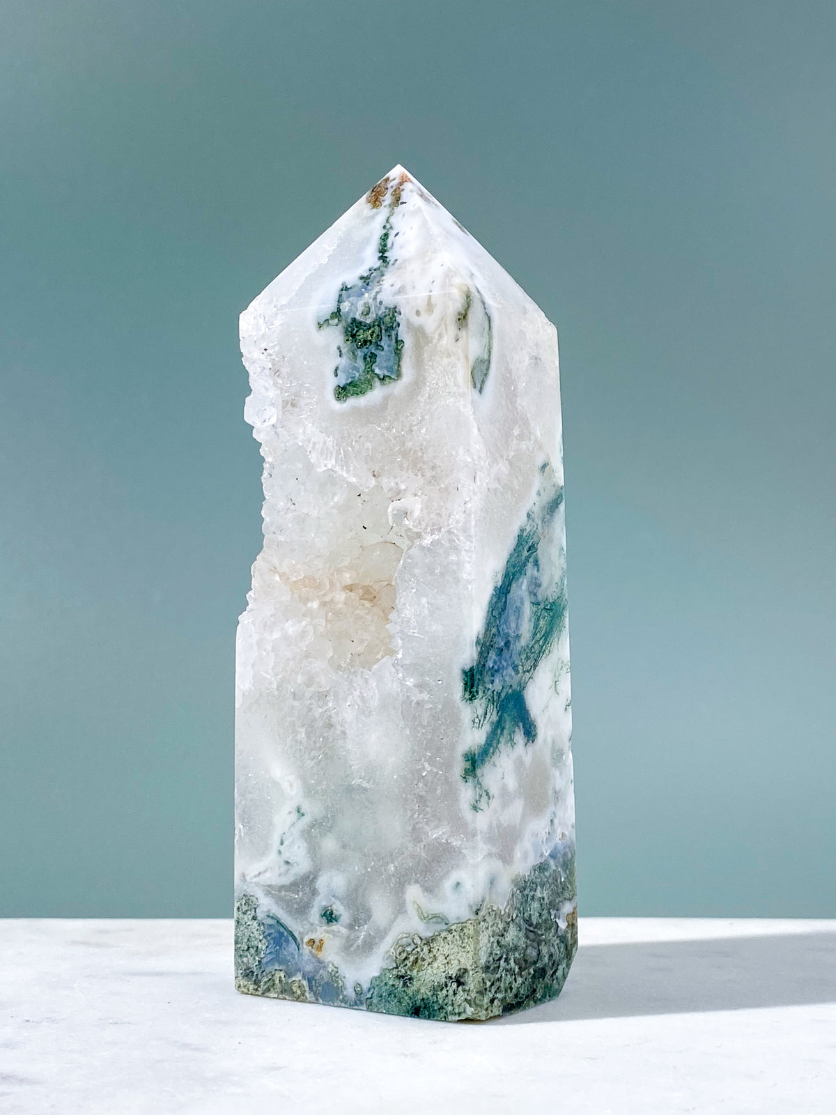 Druzy Moss Agate Tower (No. 7)