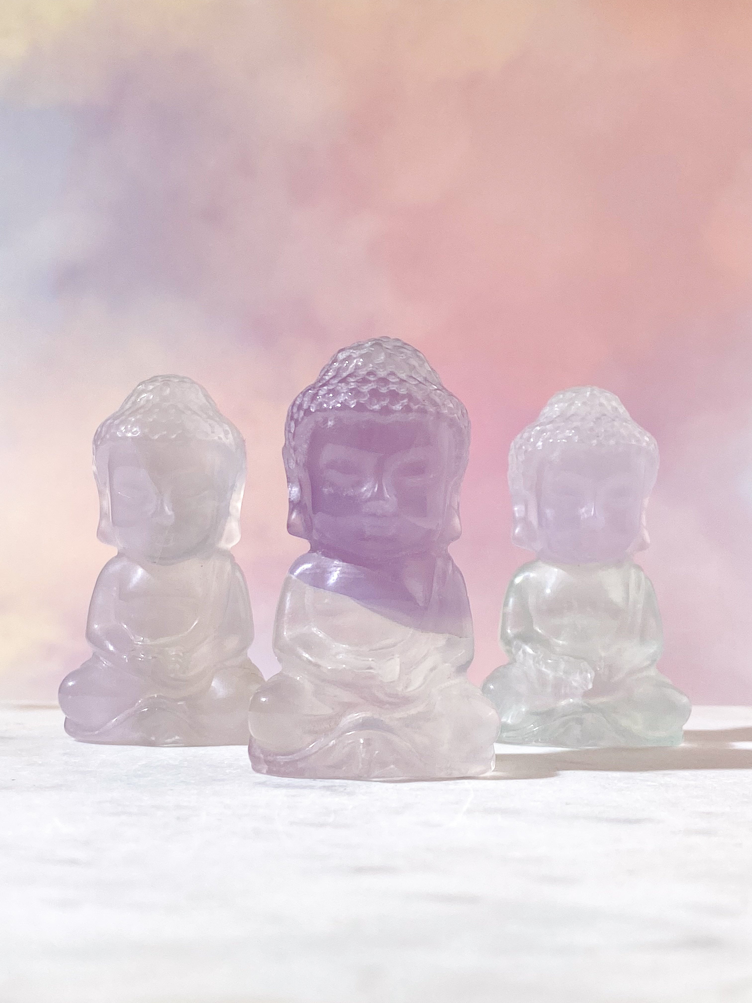 Lavendel (Yttrium) Fluorit Buddha