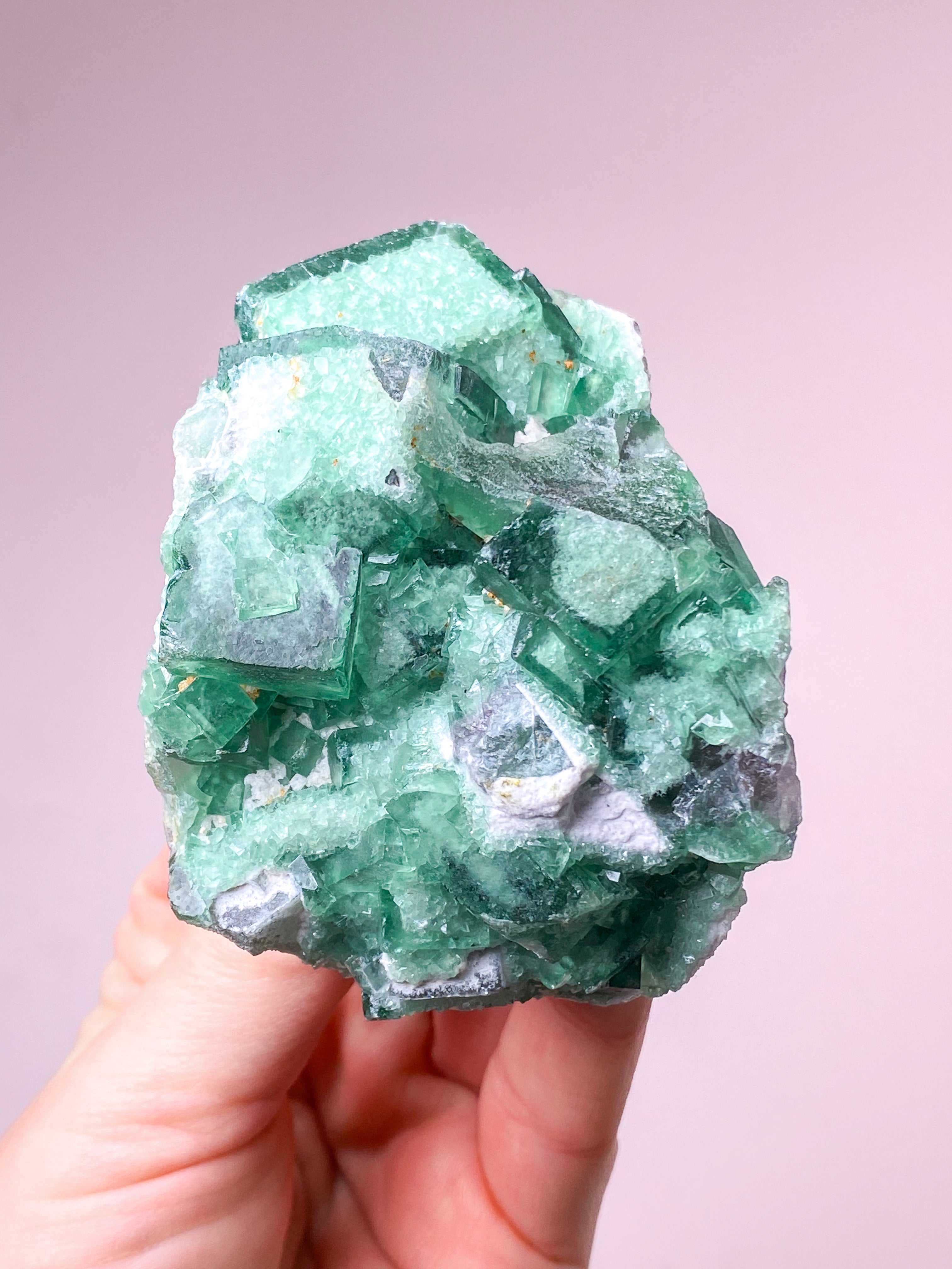 Grøn Kubisk Fluorit Klynge (Nr. 10) Eksklusiv Kvalitet