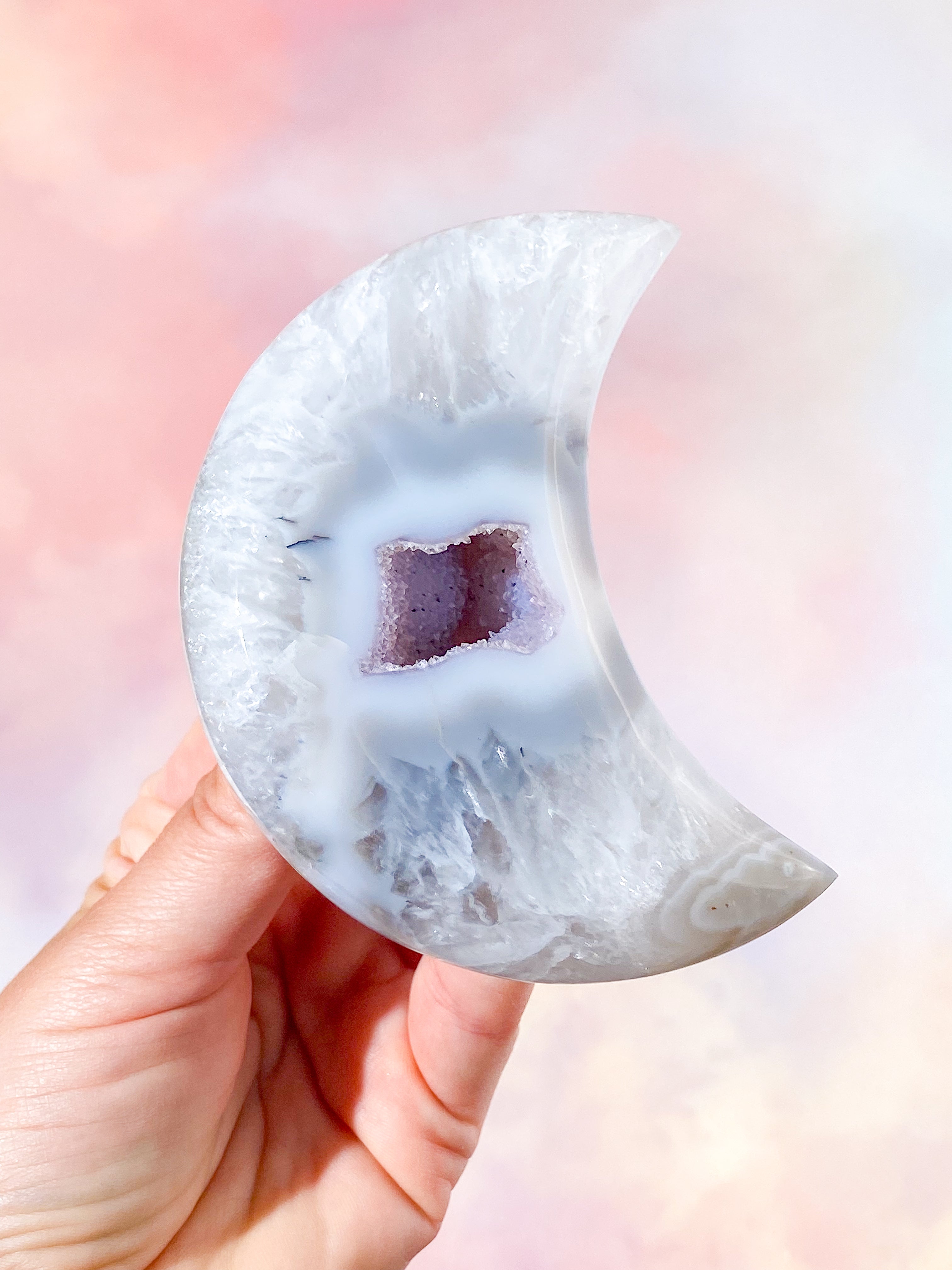 Druzy Agat Måne (Nr. 1)