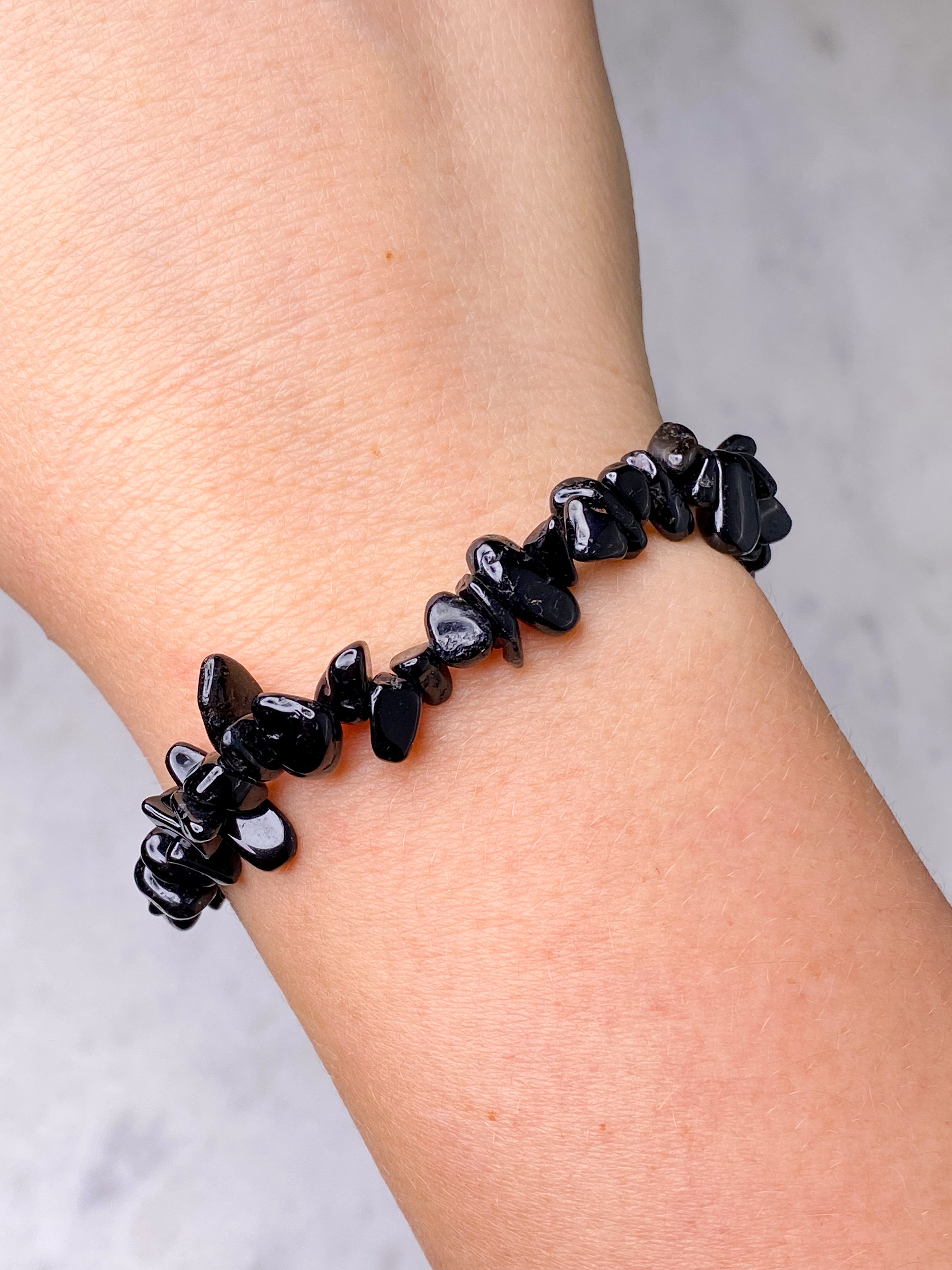 Sort Turmalin Chip Armbånd