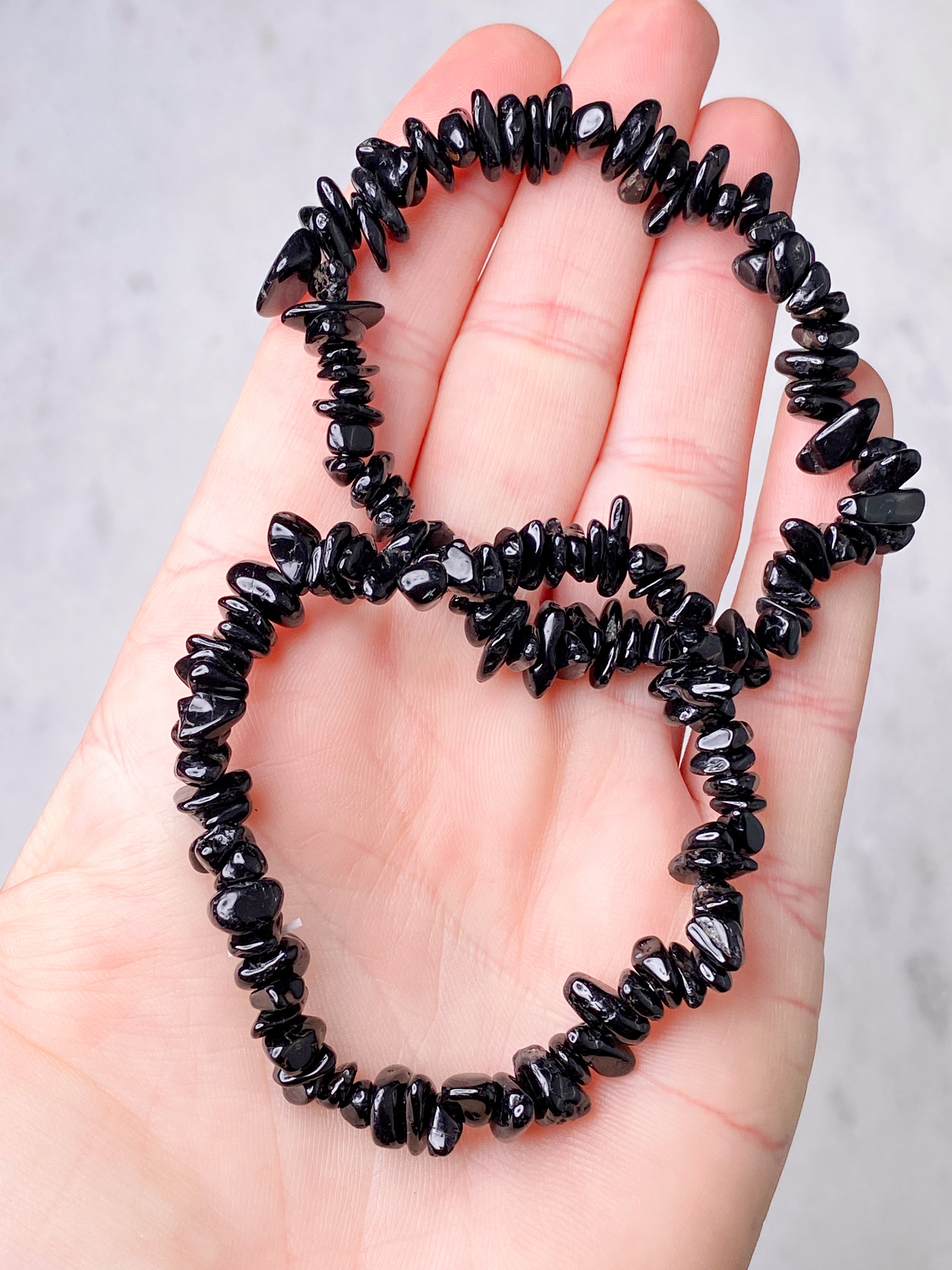 Sort Turmalin Chip Armbånd
