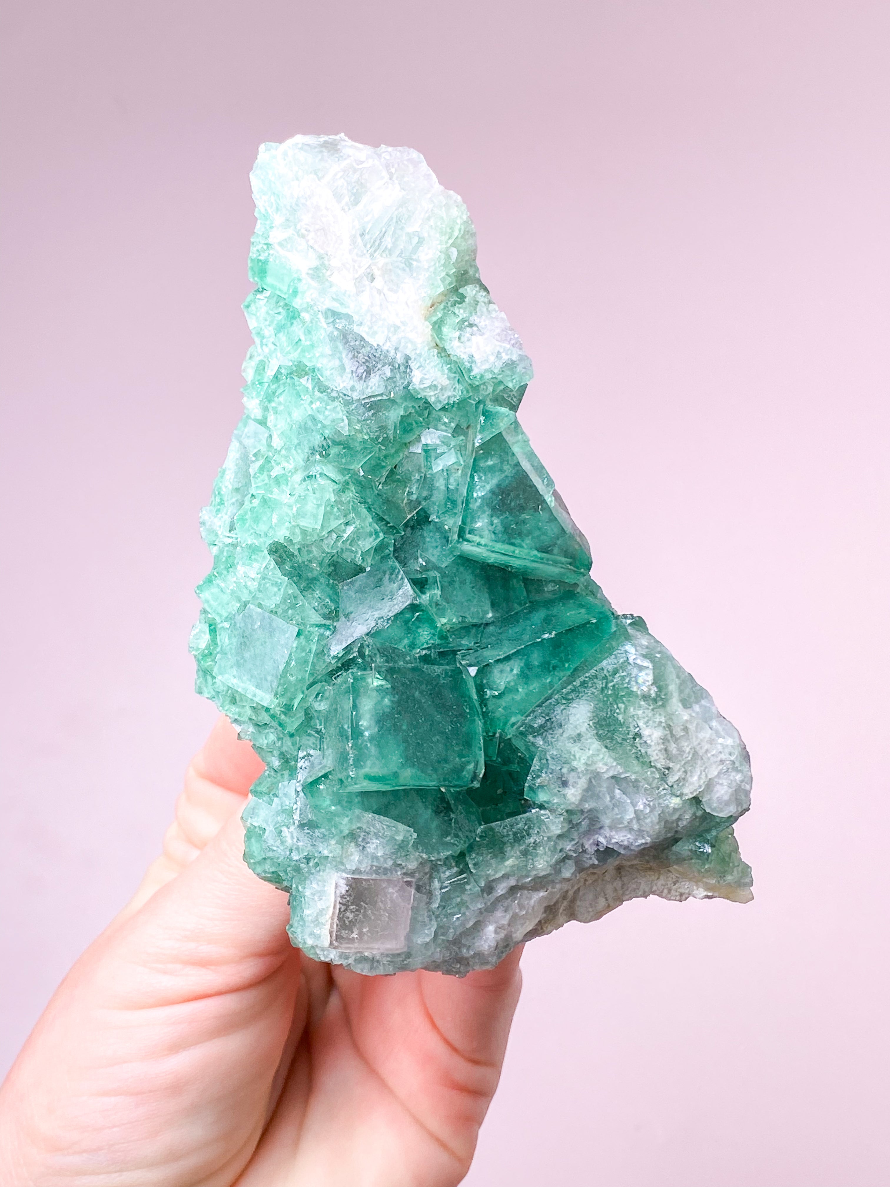 Grøn Kubisk Fluorit Klynge (Nr. 30) Eksklusiv Kvalitet