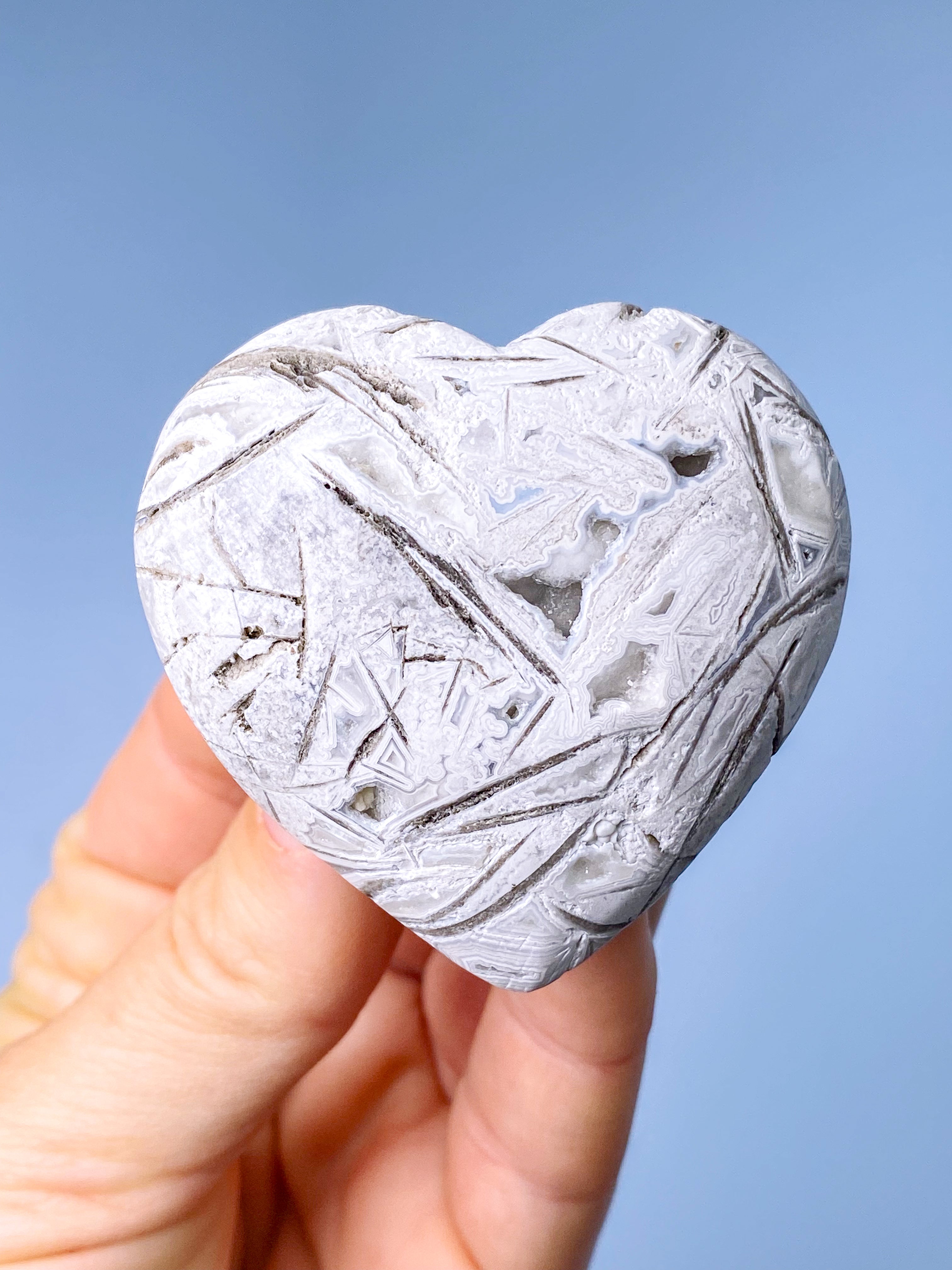 Hvid Mexico Agat Hjerte (Nr. 6)