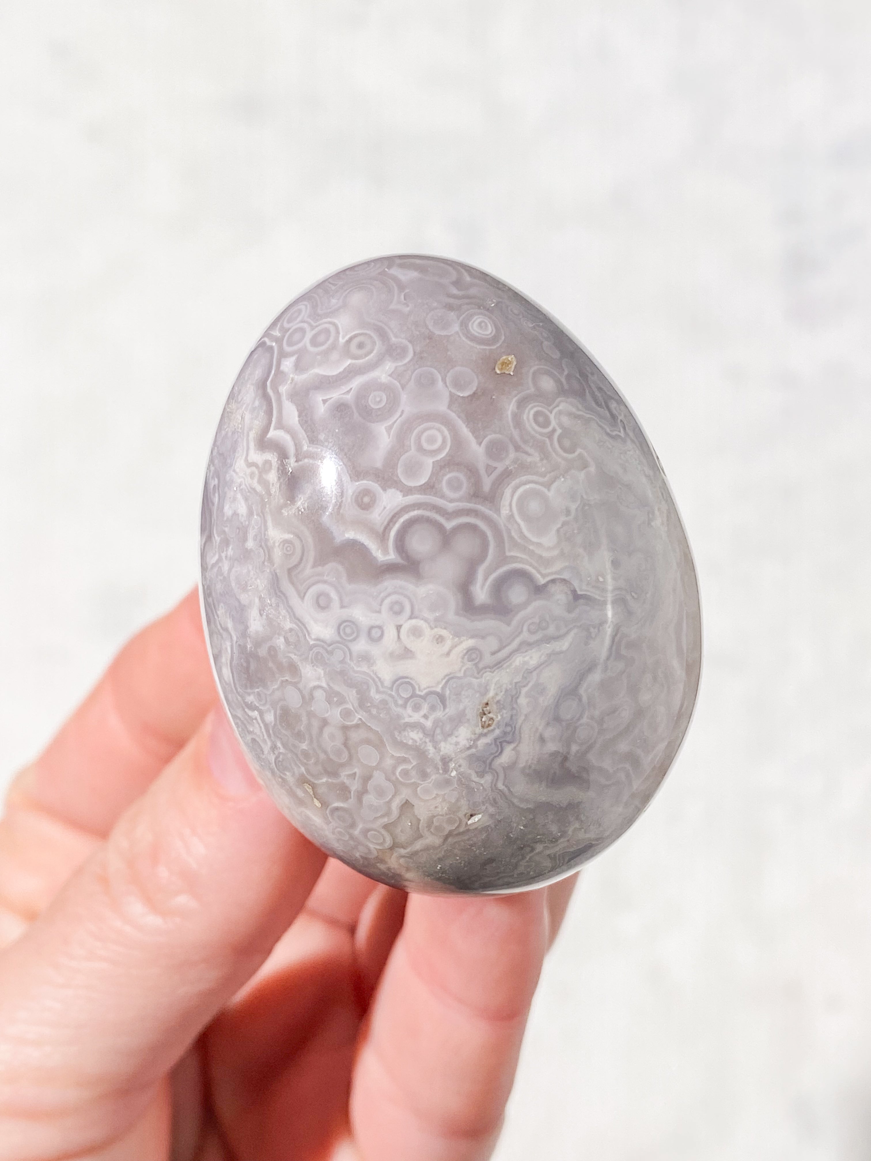 Hvid Ocean Jaspis Æg (Nr. 6)