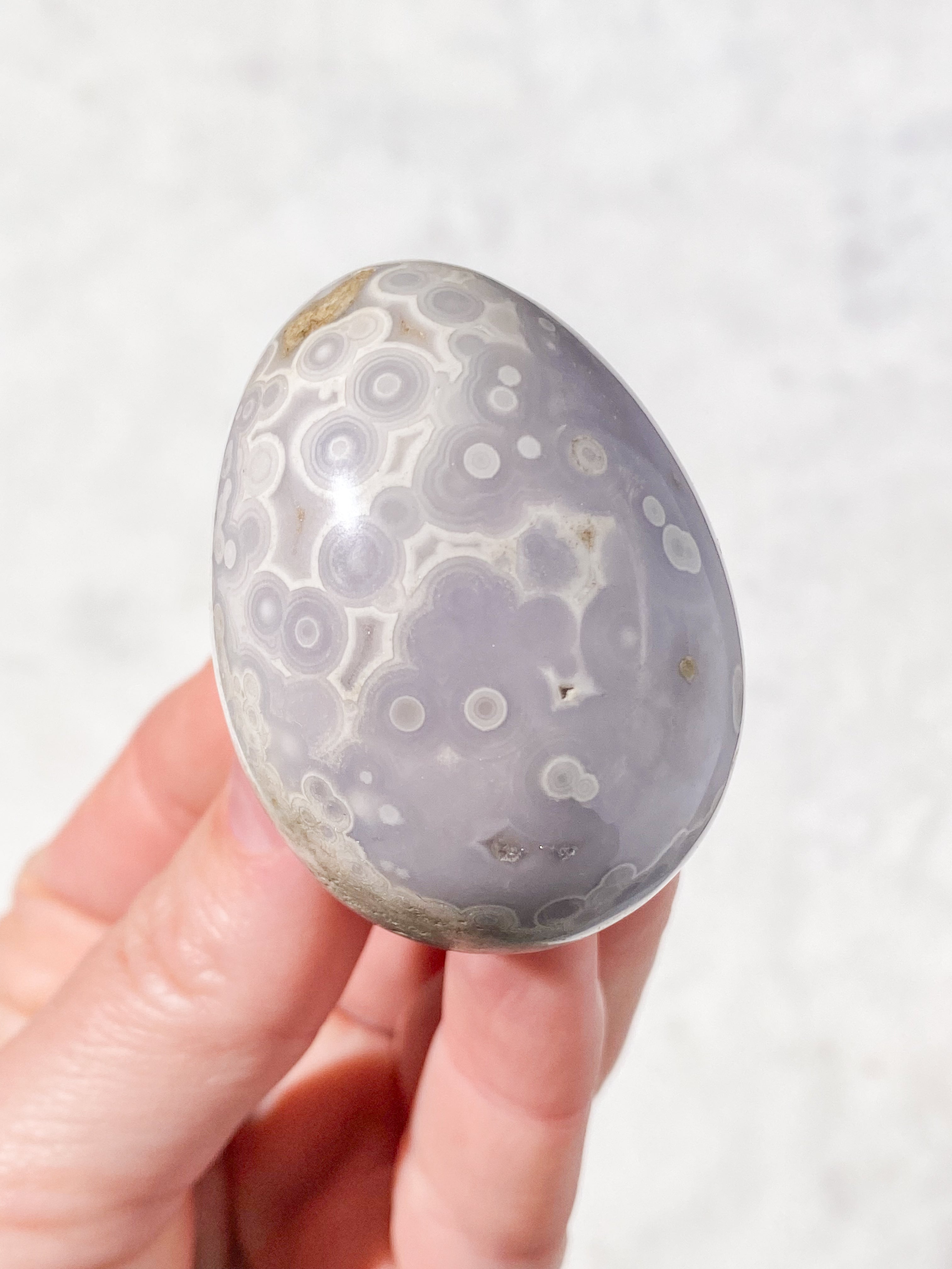 Hvid Ocean Jaspis Æg (Nr. 9)