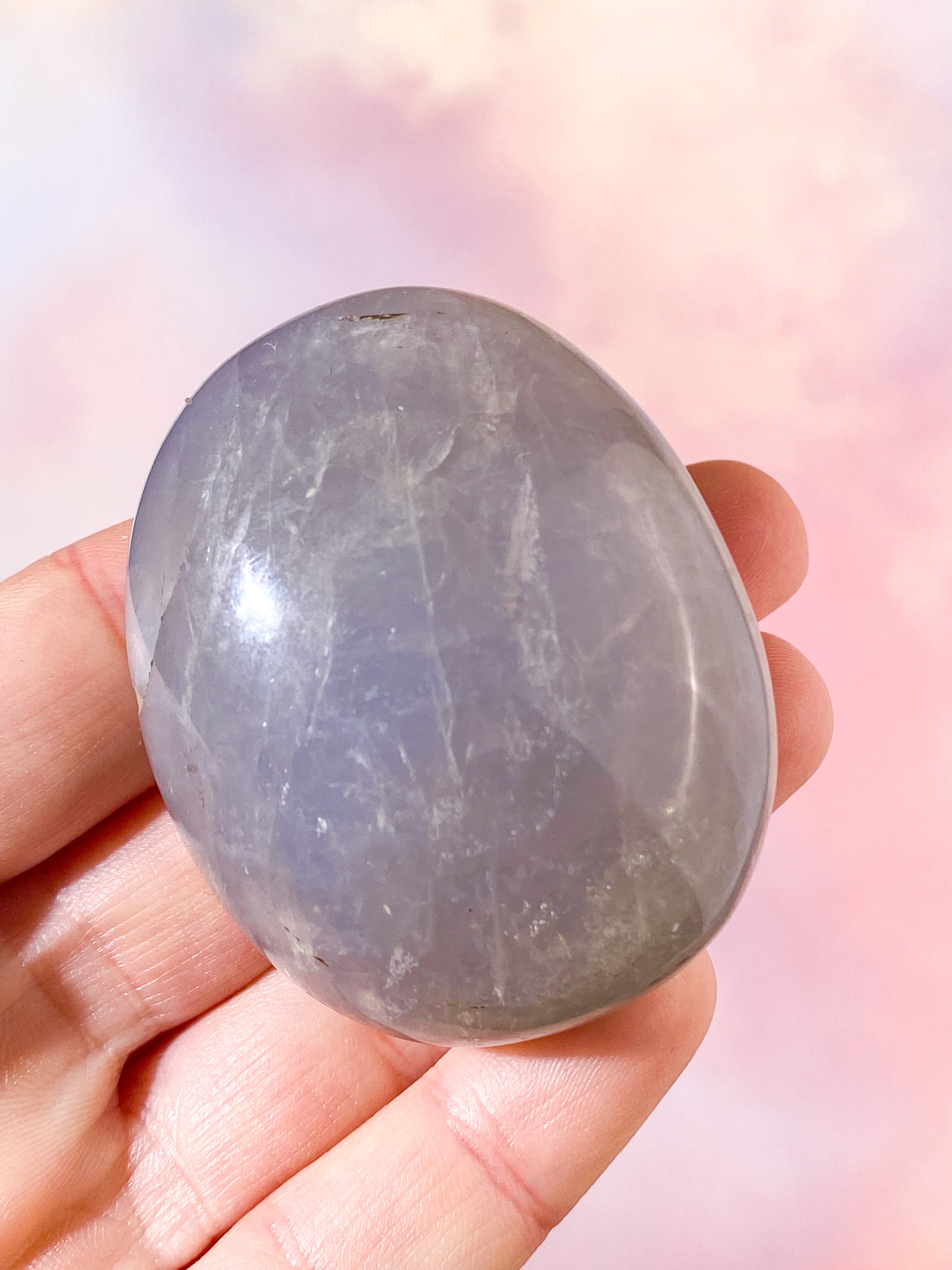Blå Rosakvarts Palmstone (Nr. 2)