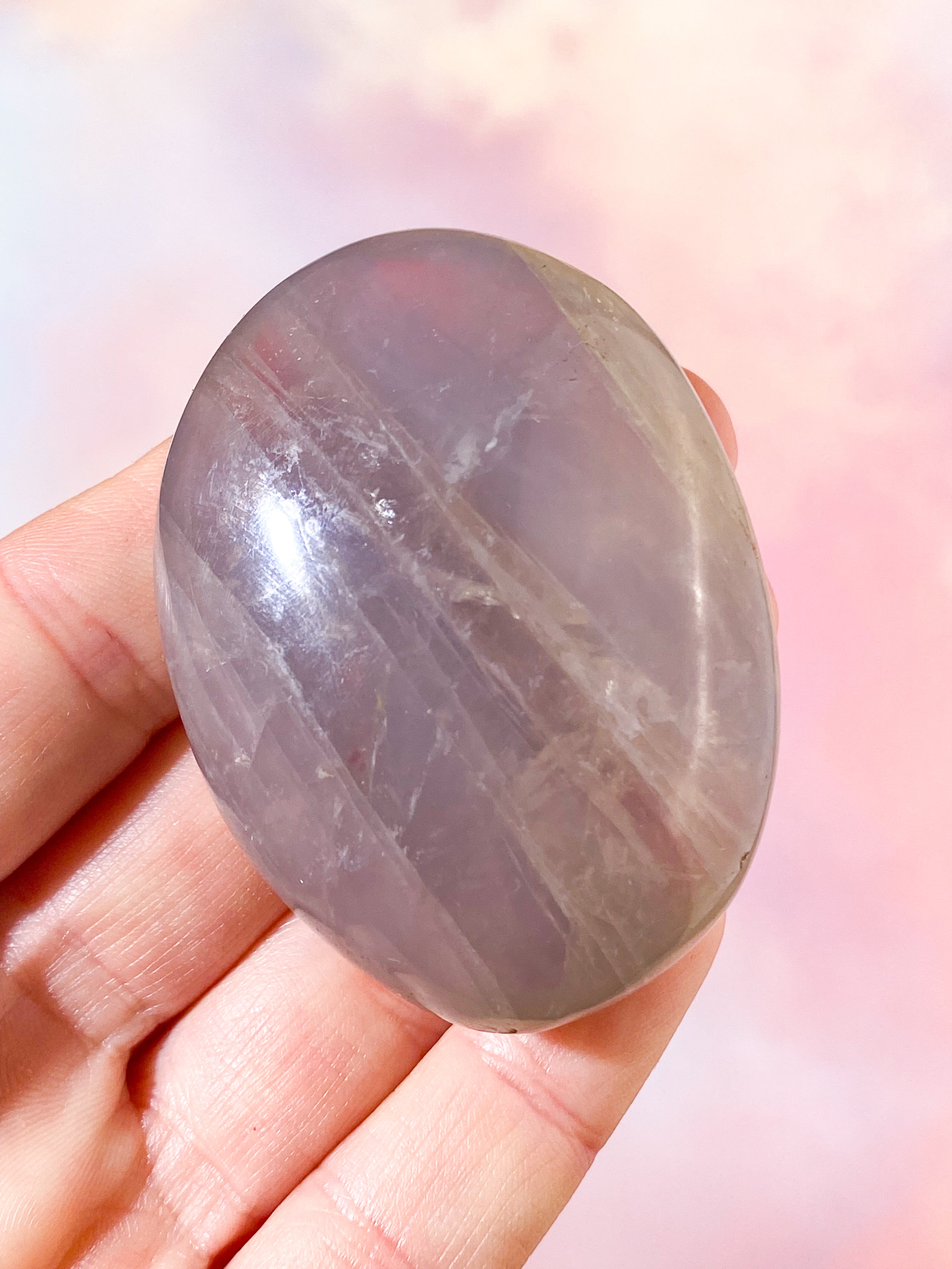 Blå Rosakvarts Palmstone (Nr. 5)