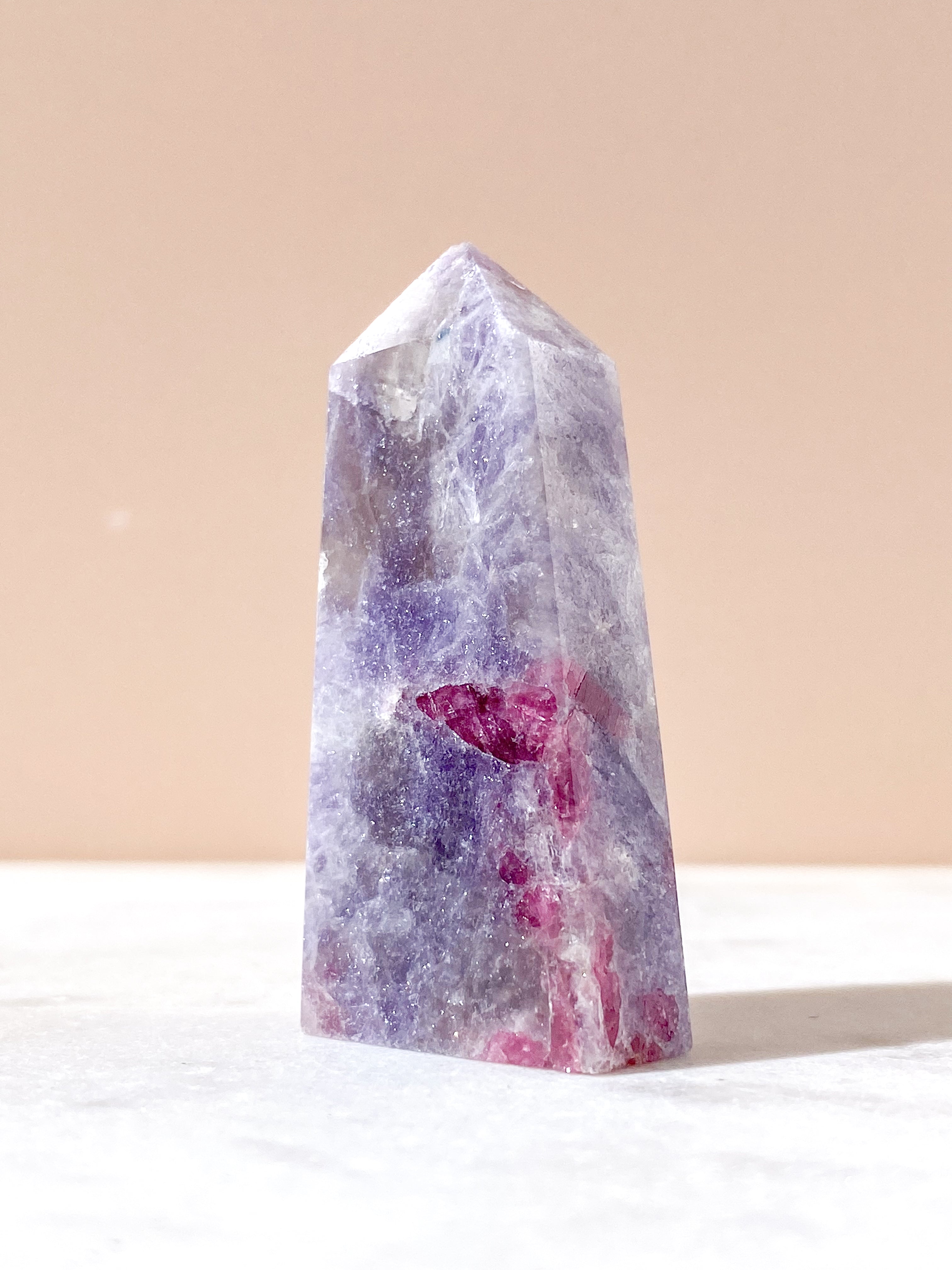 Pink Turmalin & Lepidolit Tårn (Nr. 5) Unicorn Stone