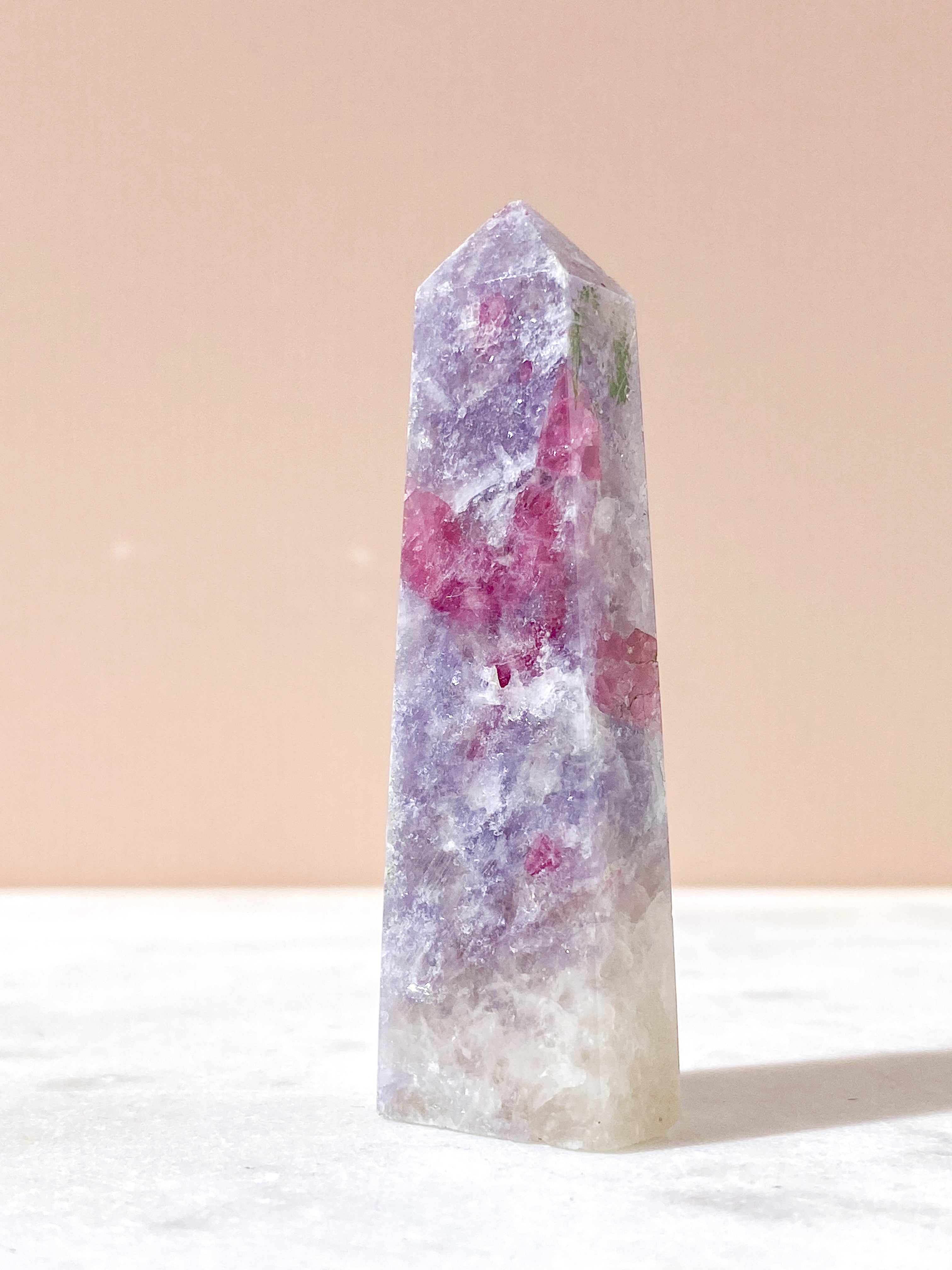 Pink Turmalin & Lepidolit Tårn (Nr. 9) Unicorn Stone