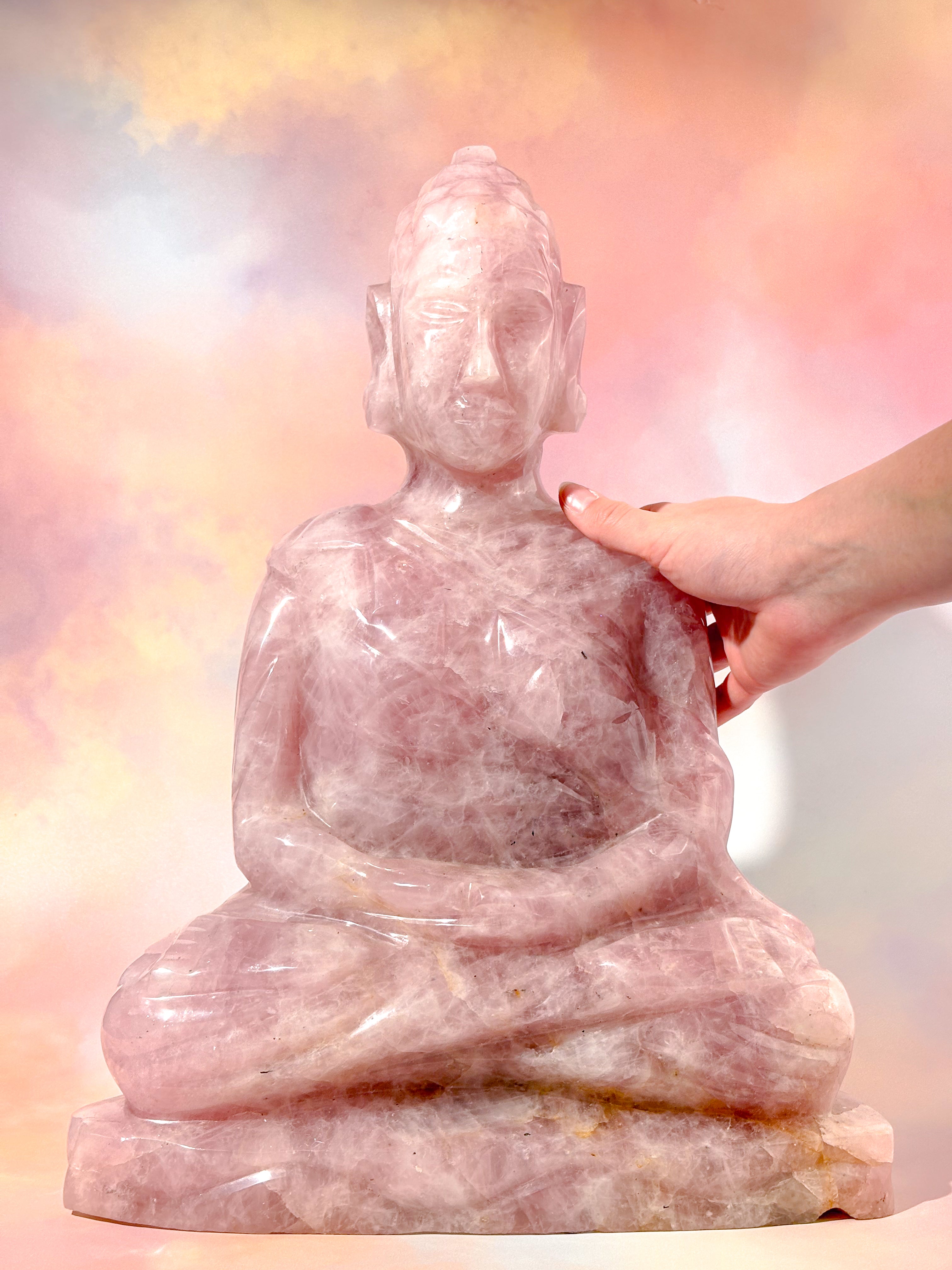 Kæmpe Rosakvarts Buddha (Nr. 1)