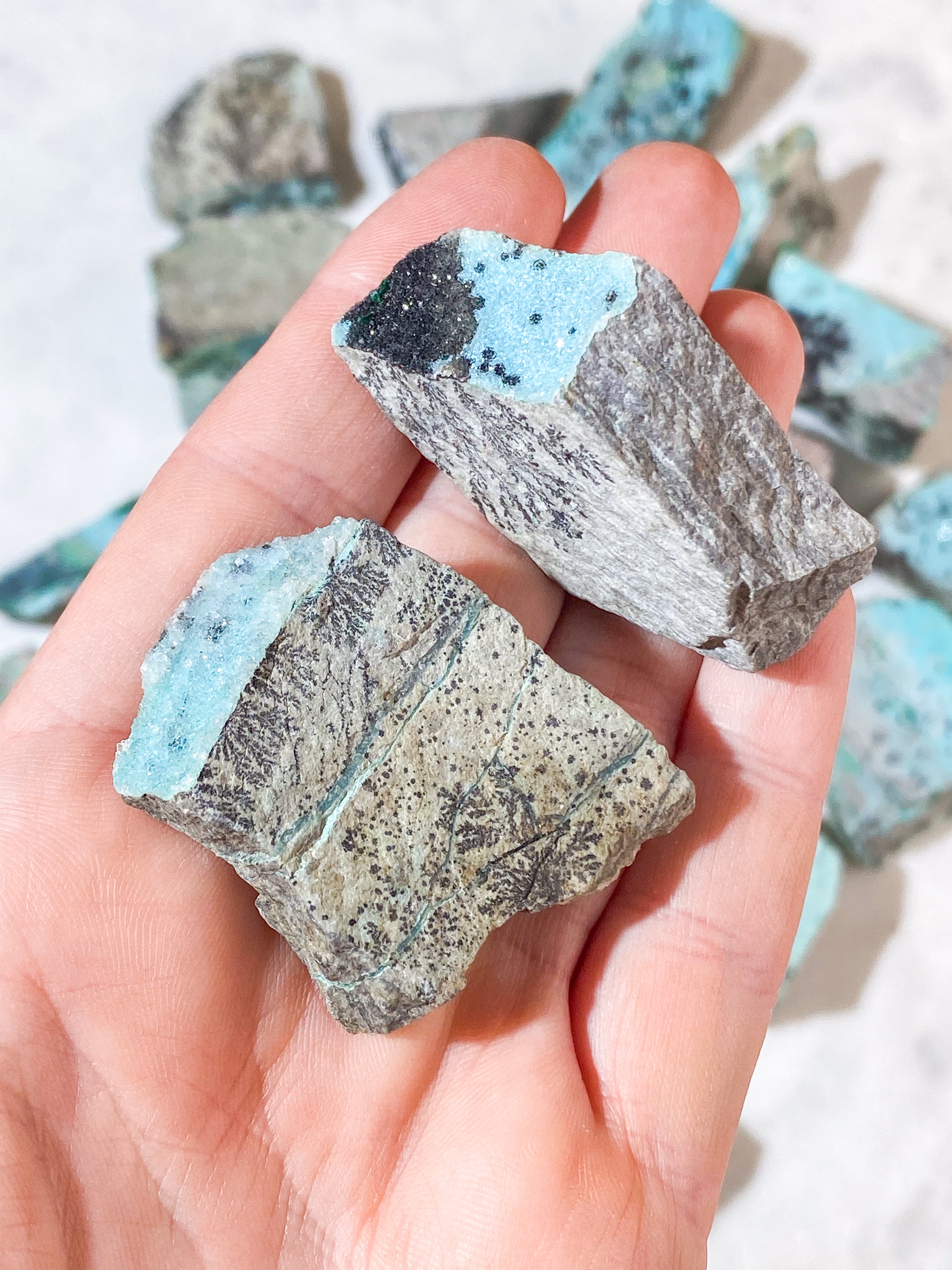 Rå Dendrit Chrysocolla