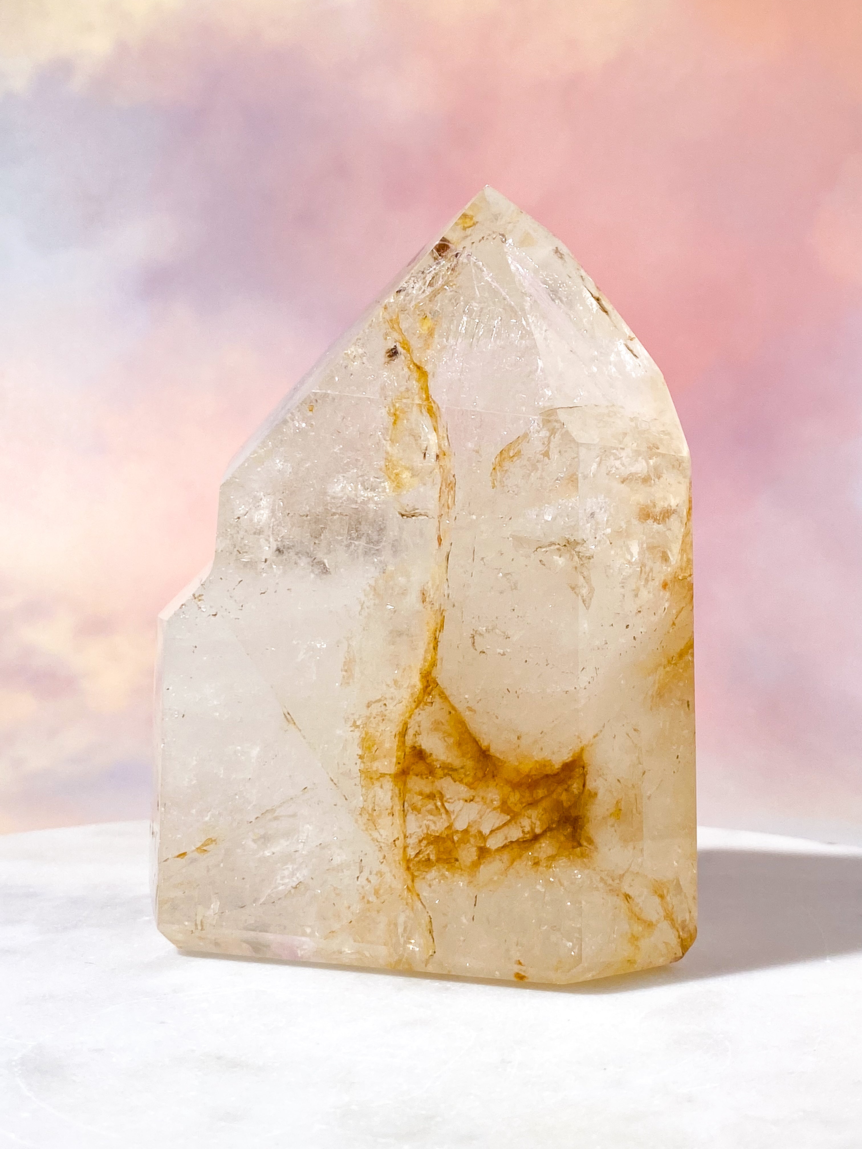 Stort Enhydro Golden Bergkristalltorn (Nr. 4) Exklusiv Kvalitet