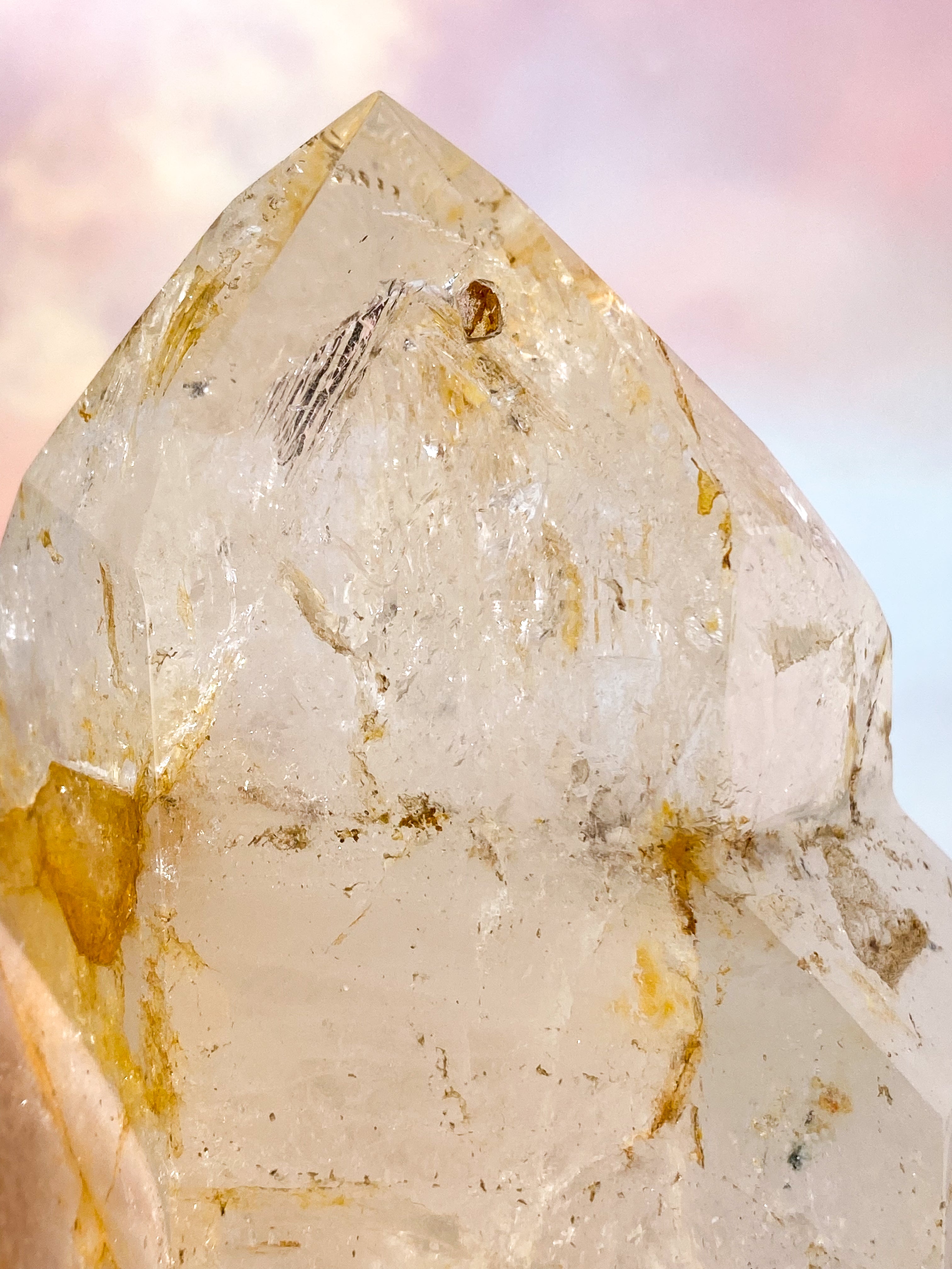 Stort Enhydro Golden Bergkristalltorn (Nr. 4) Exklusiv Kvalitet