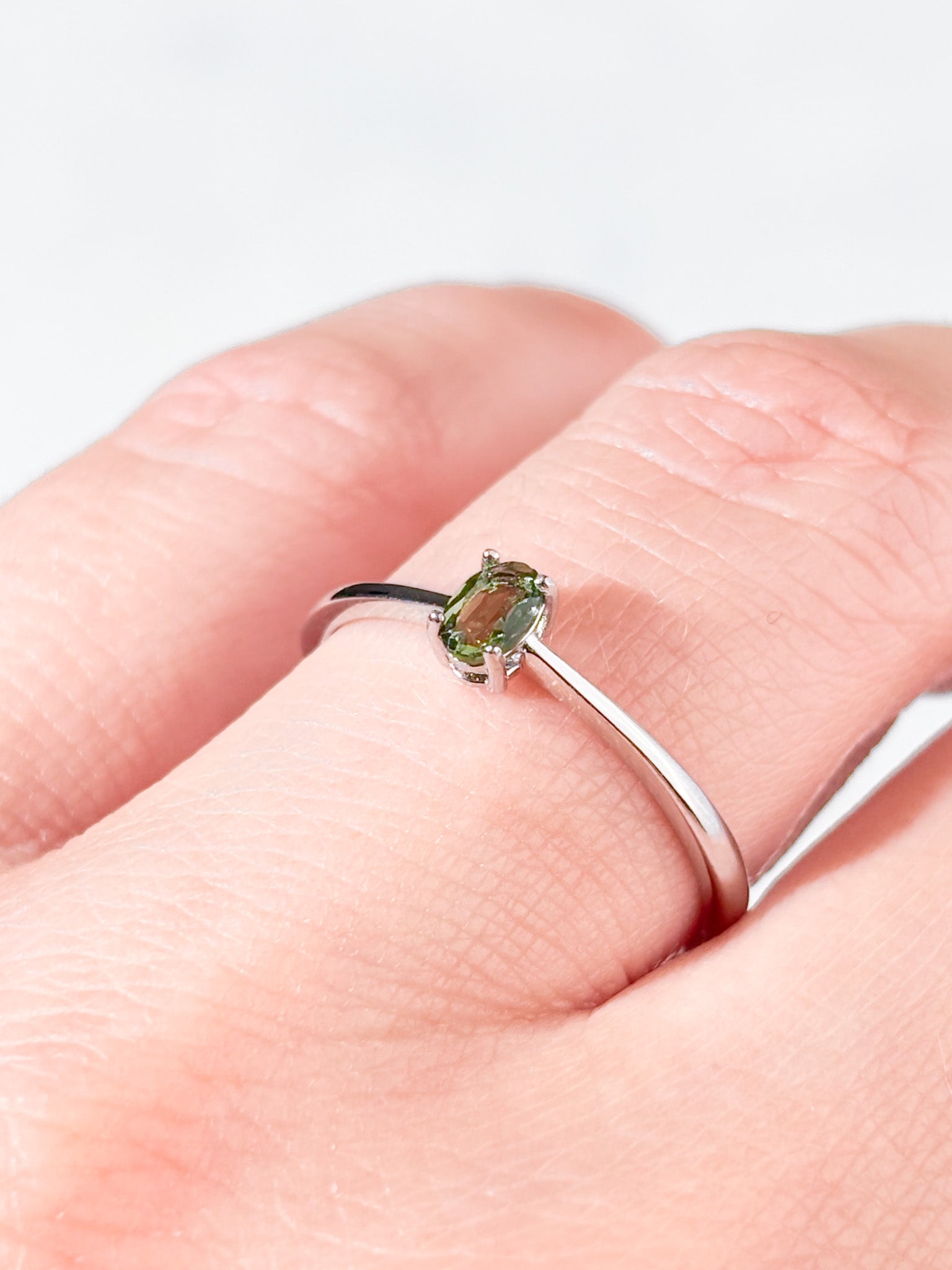 Moldavit Facet Ring