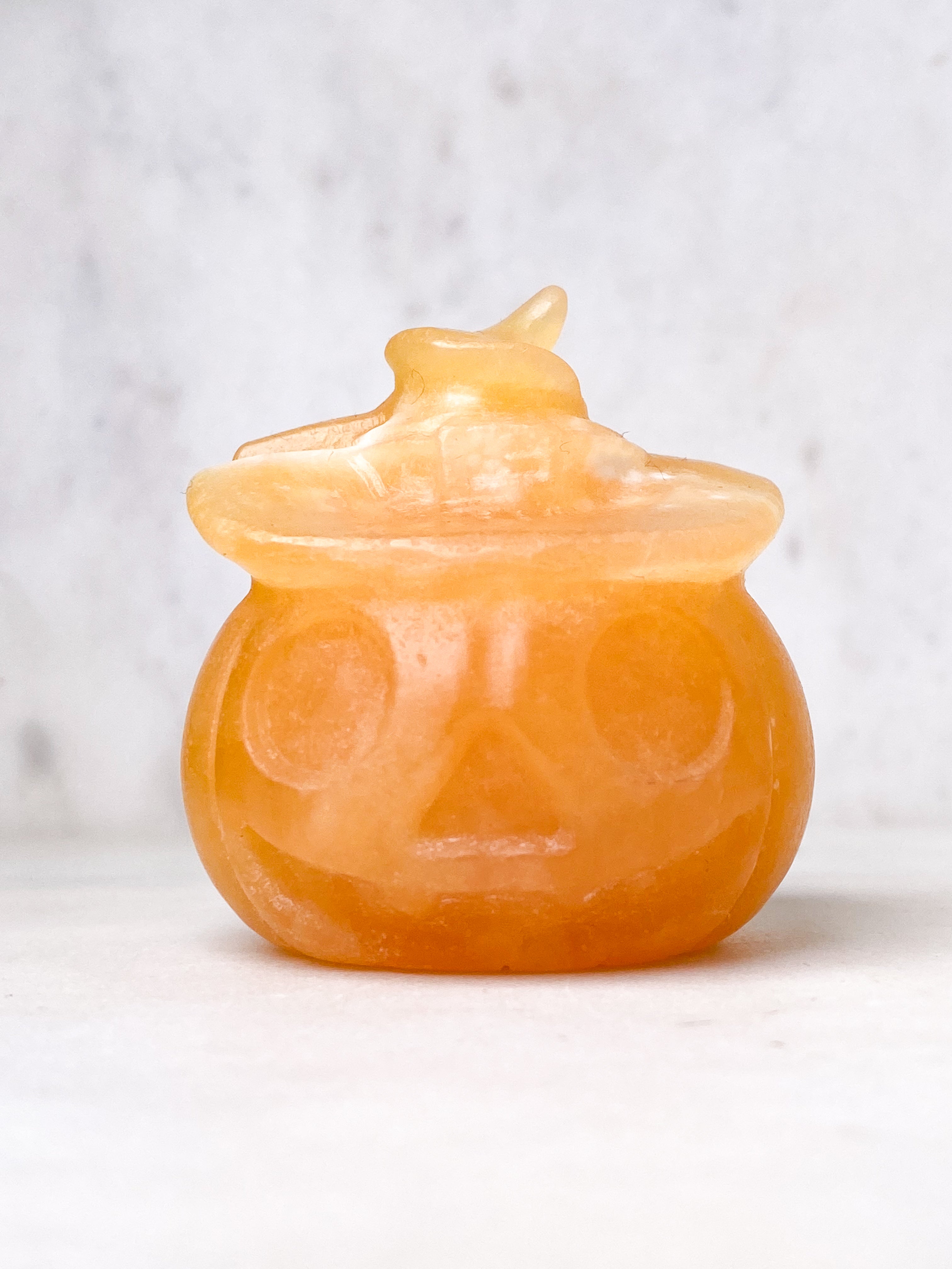 Orange Calcit Græskar m. Hat