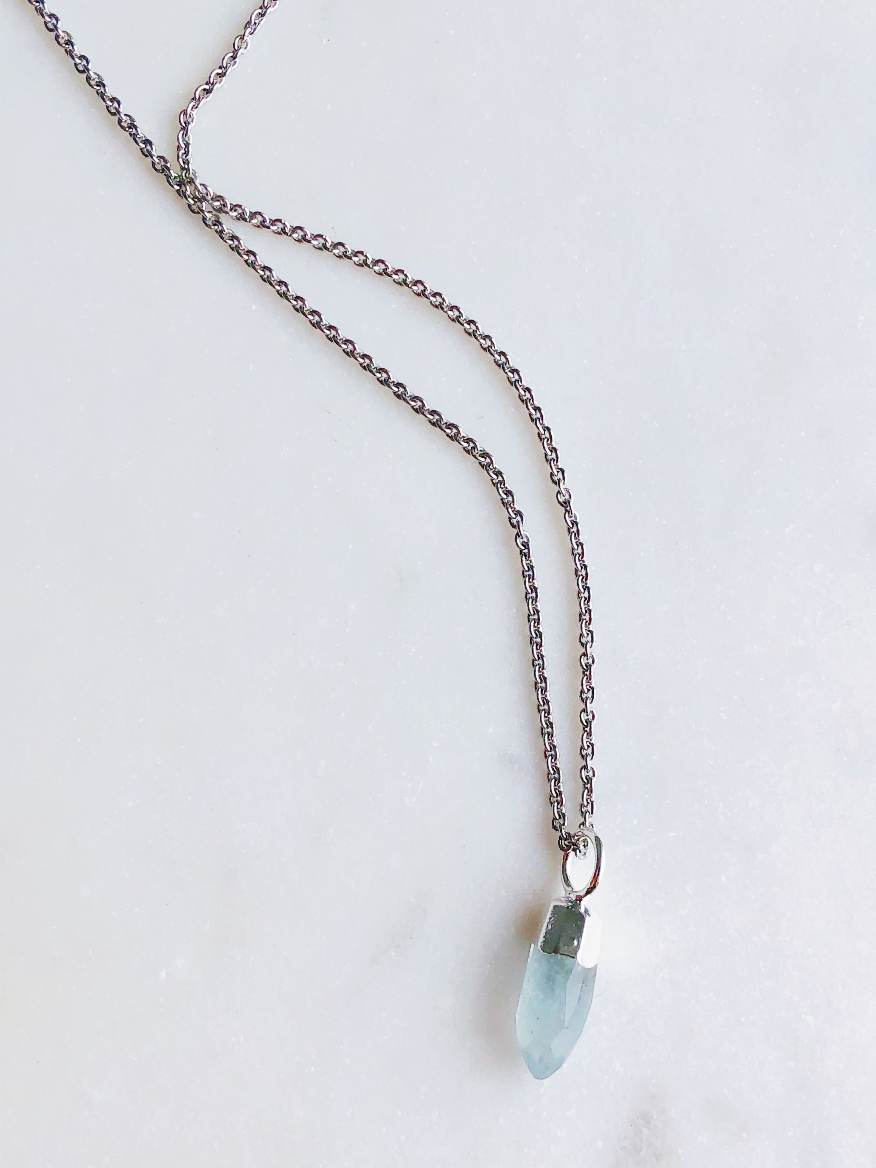 Akvamarin fasett halsband (18k guldpläterad)