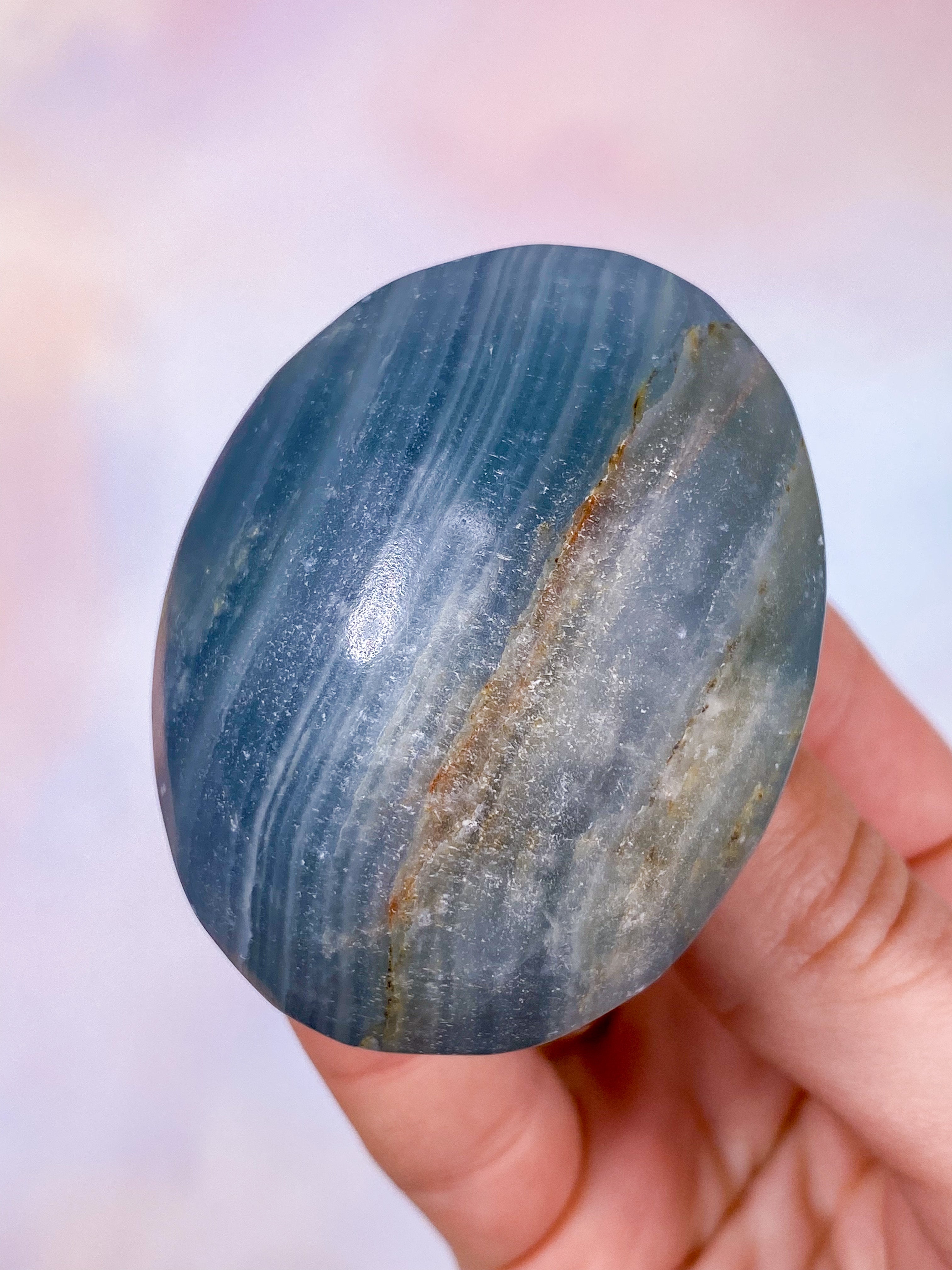 Blå Onyx Palmstone (Nr.3)