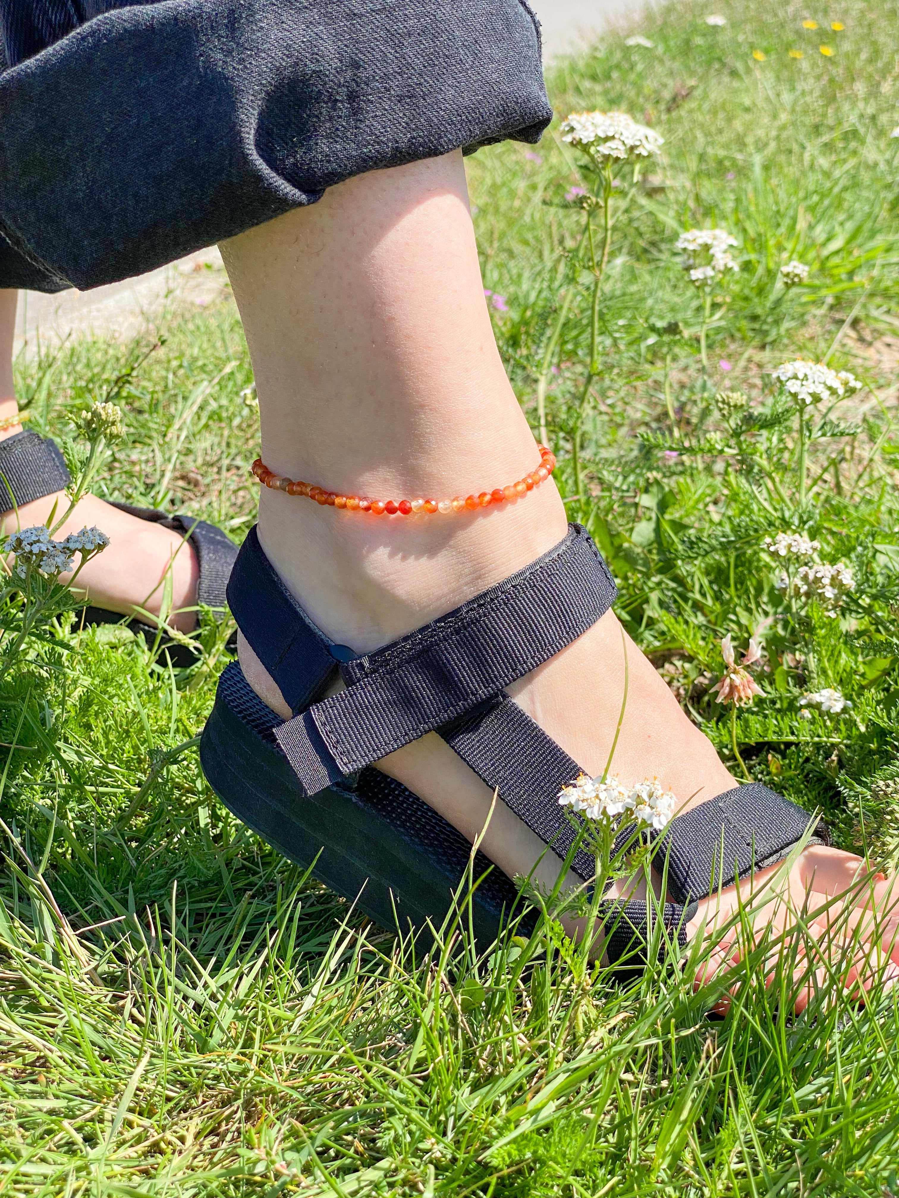 Karneol Facet Ankelkæde