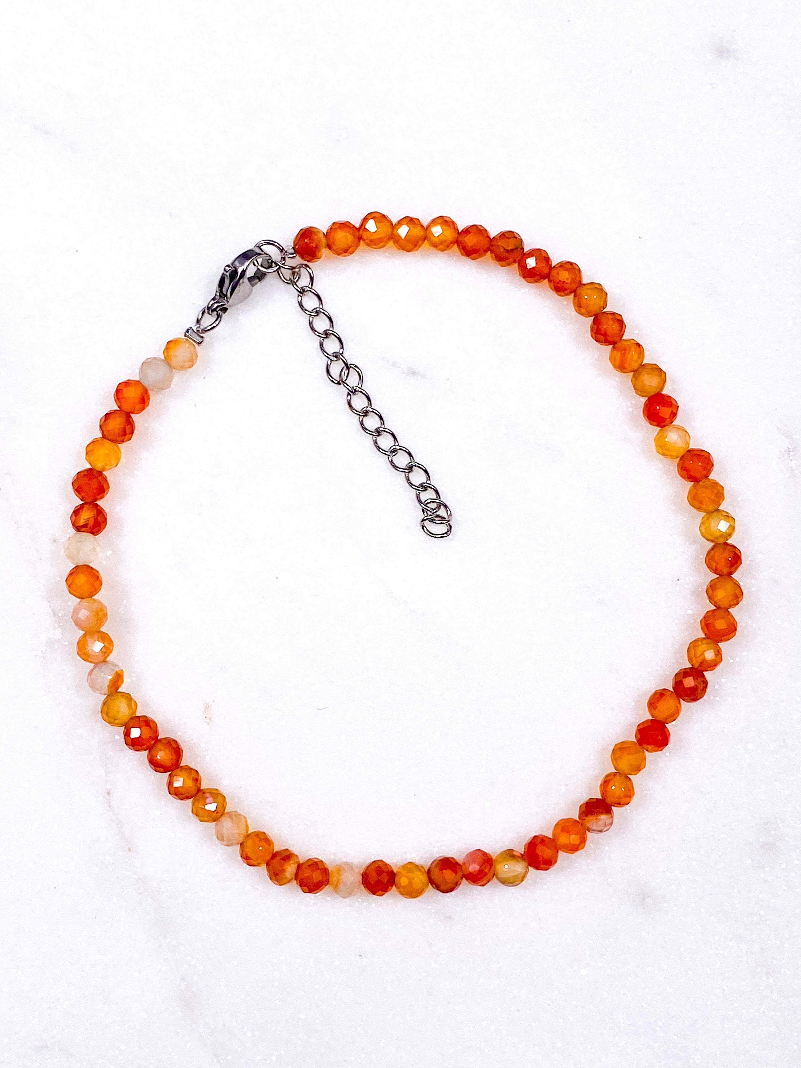 Karneol Facet Ankelkæde