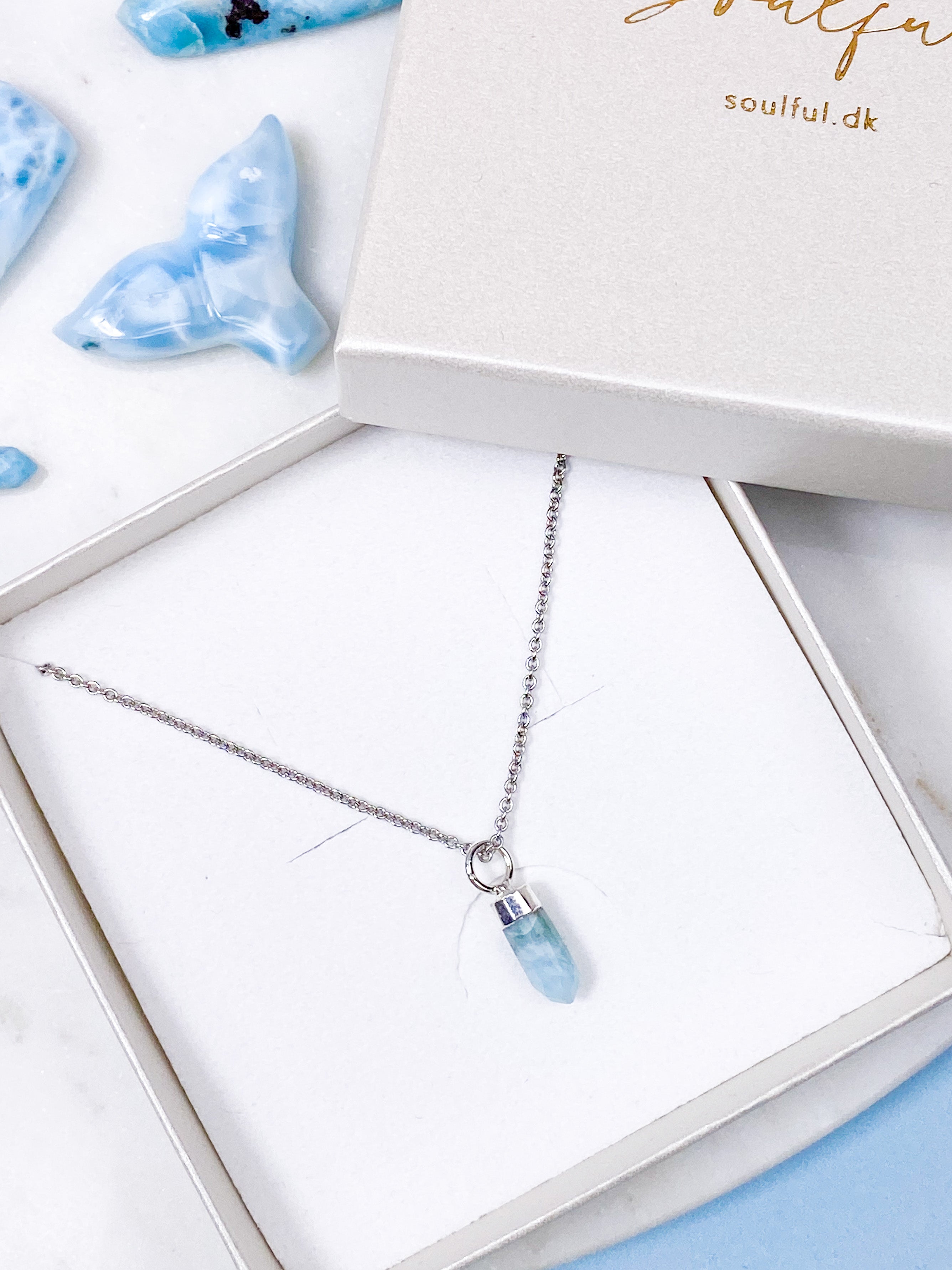 Larimar Facet Spids Halskæde