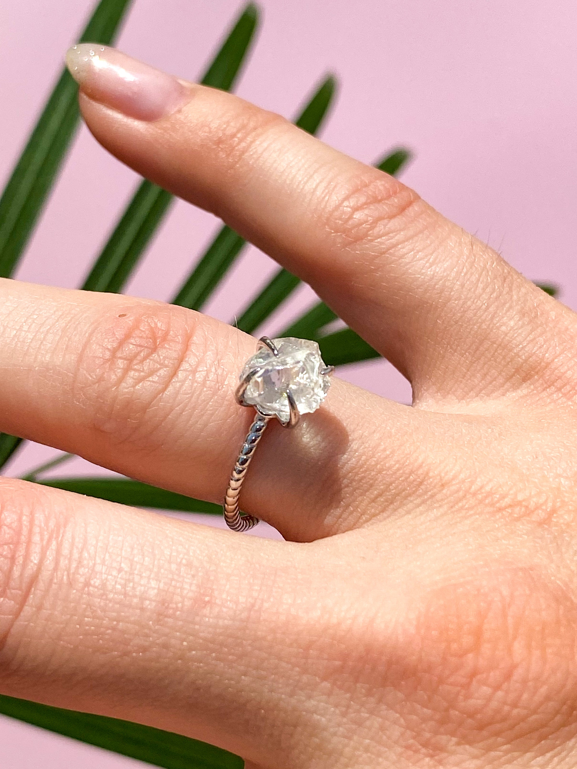Rå Krystal Ring - Sølv