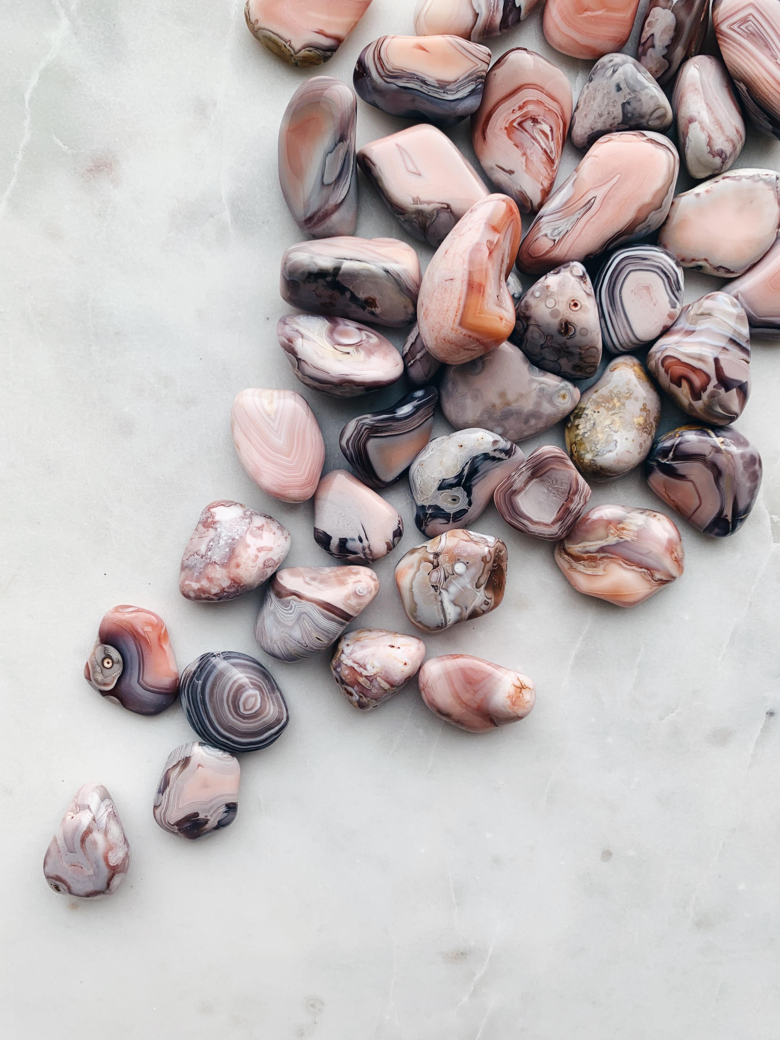 Pink Botswana Agat Poleret