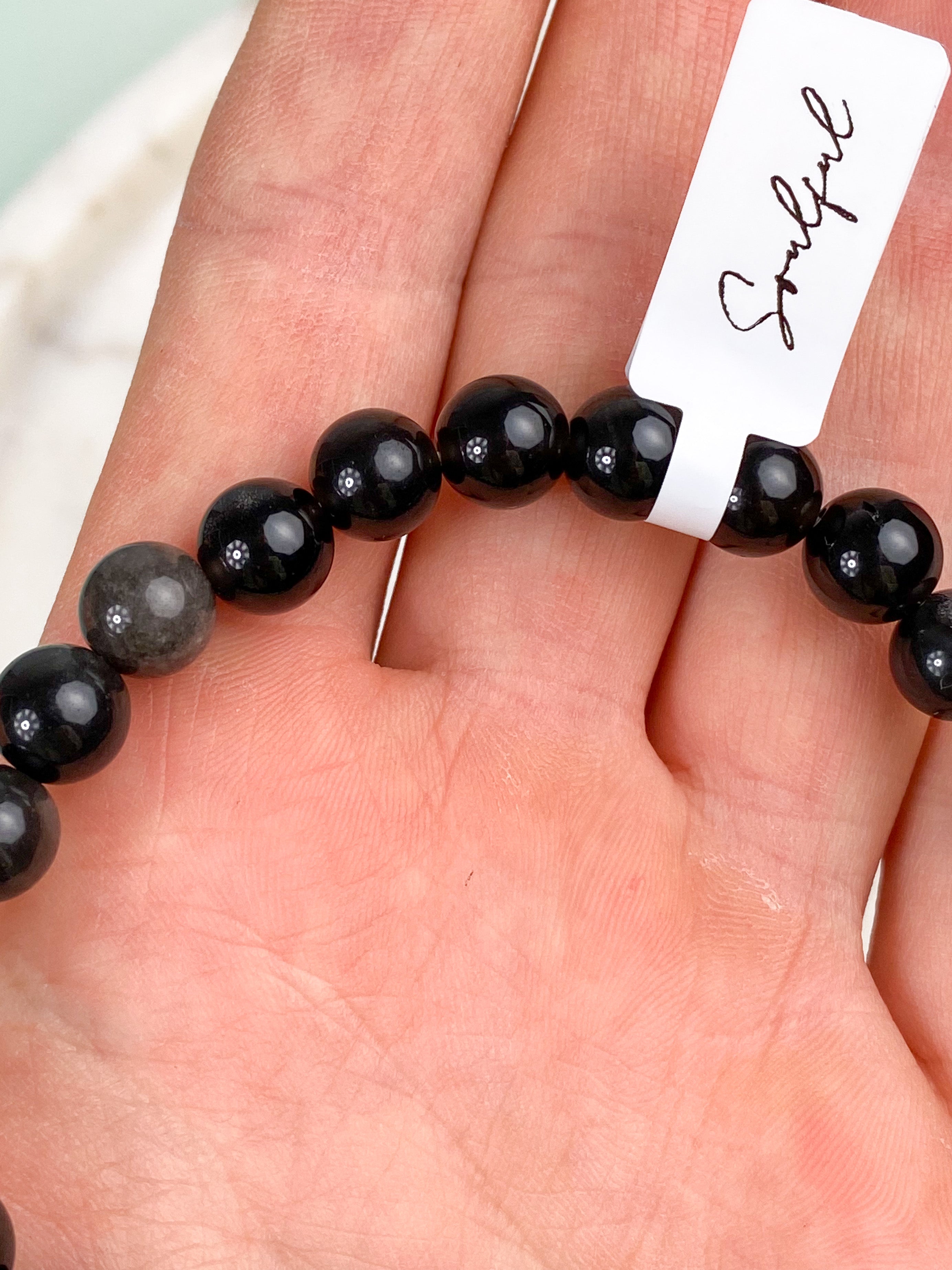 Sølv Obsidian Armbånd (Herre)