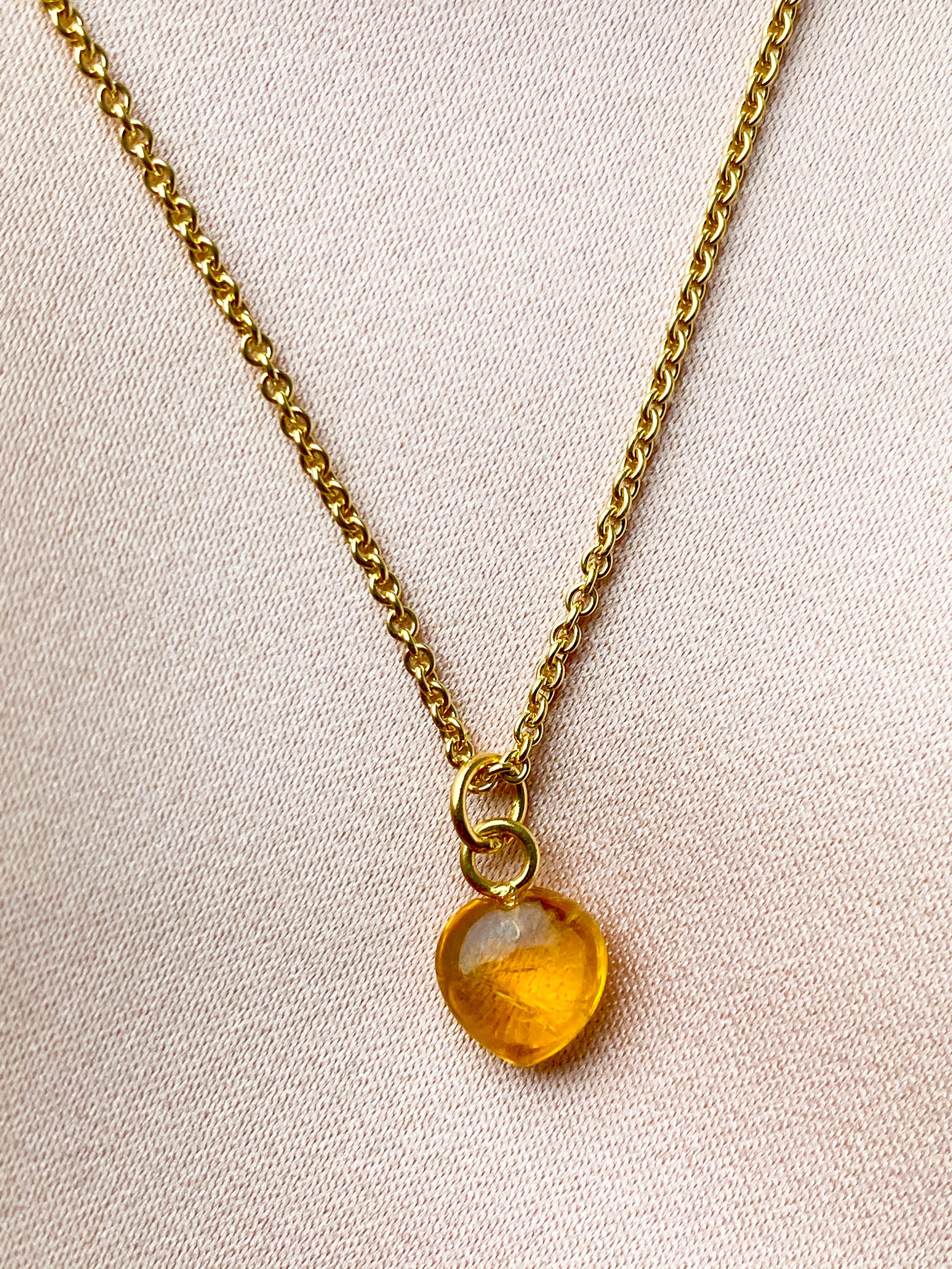 Citrin - Petite Heart - Guld
