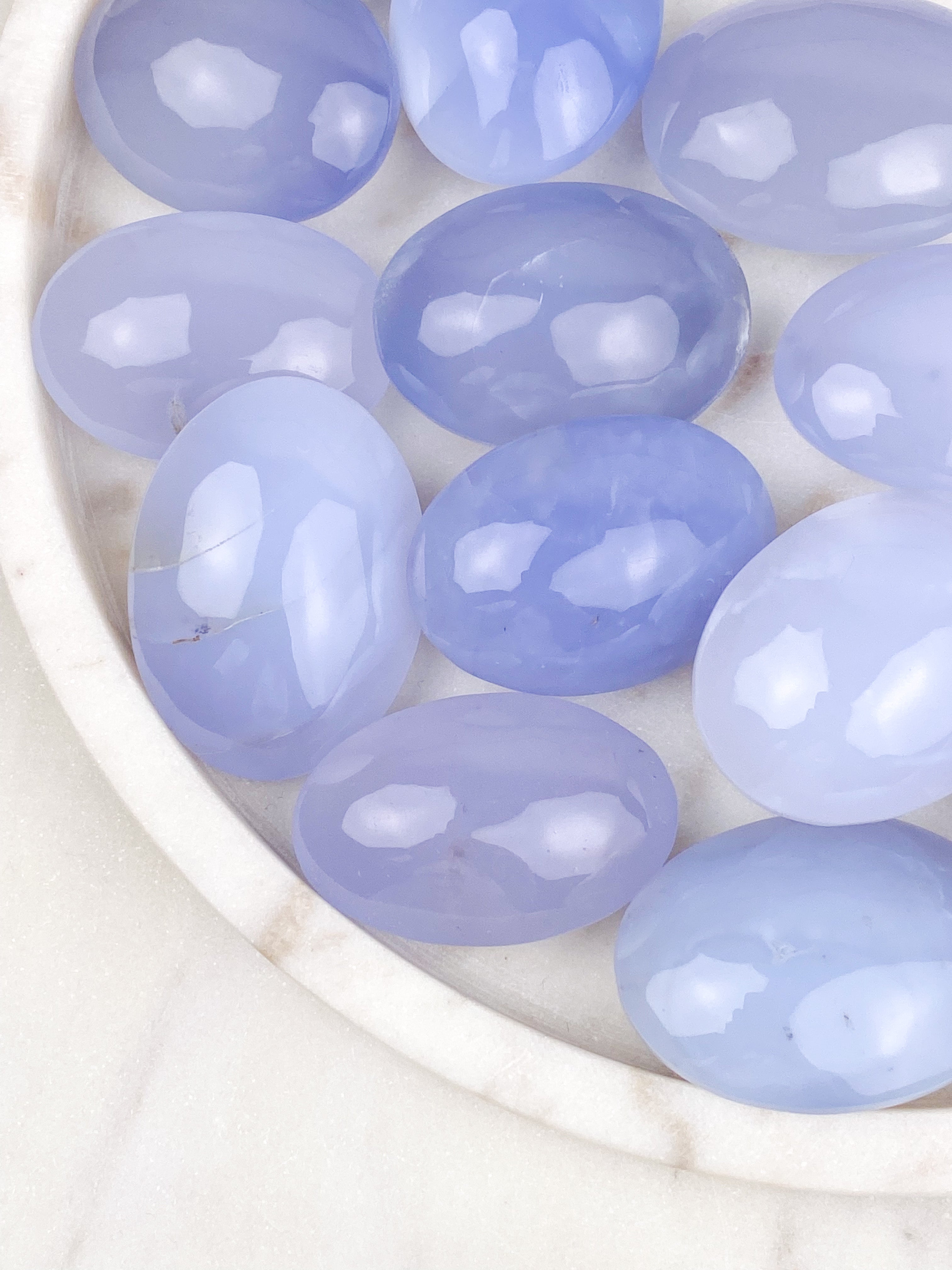Blå Chalcedon Palmstone (Blonde agat)