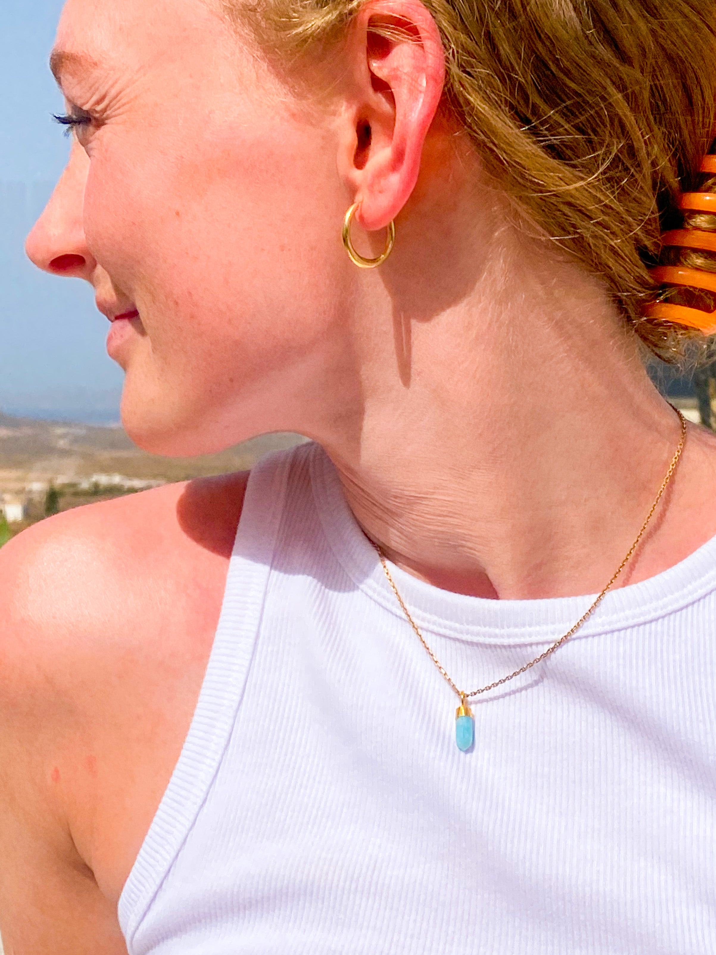 Larimar Facet Spids Halskæde