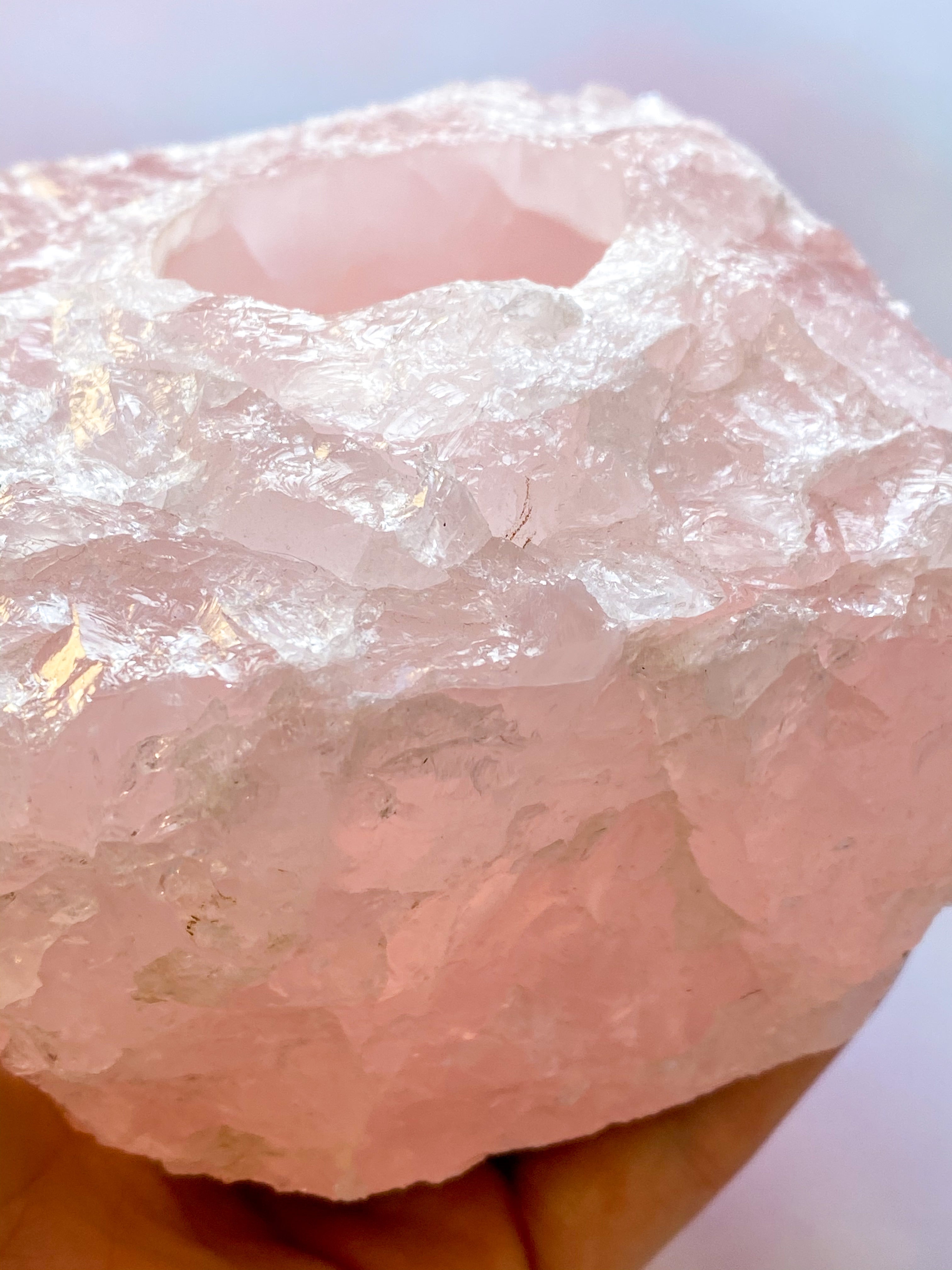 Rosakvarts Fyrfadsholder