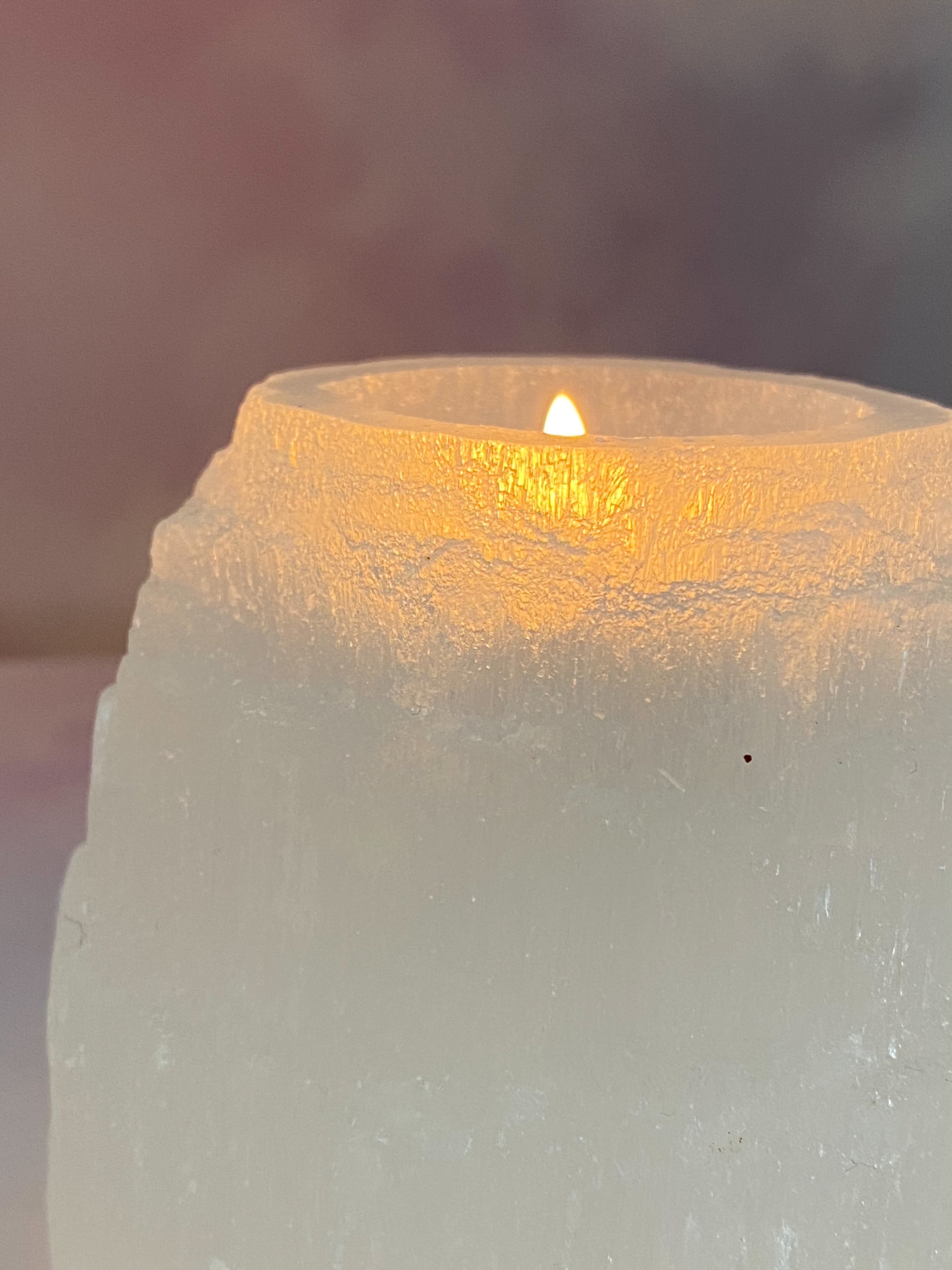 Selenit Rå fyrfadsholder