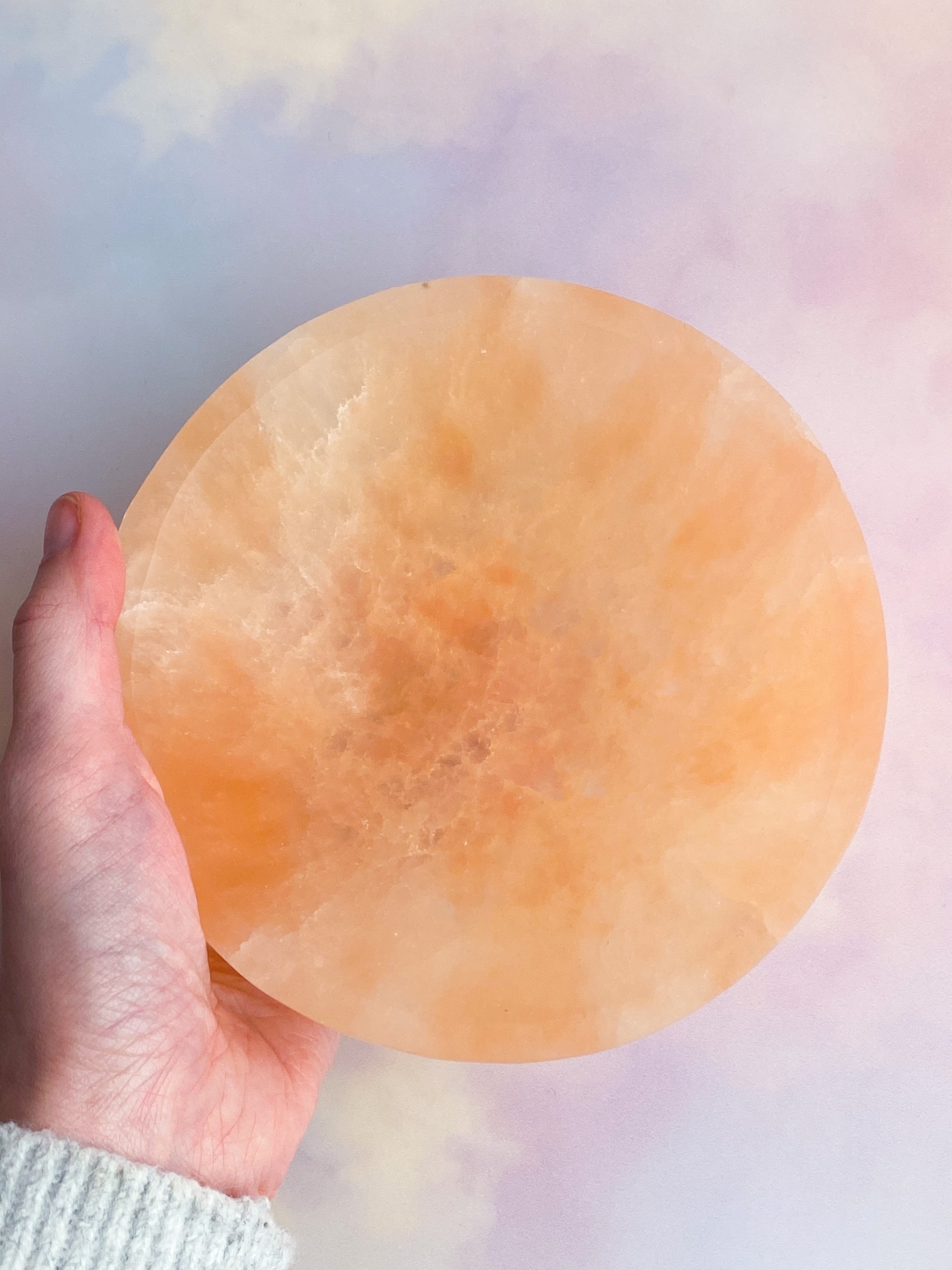 Orange Selenit Skål - Stor