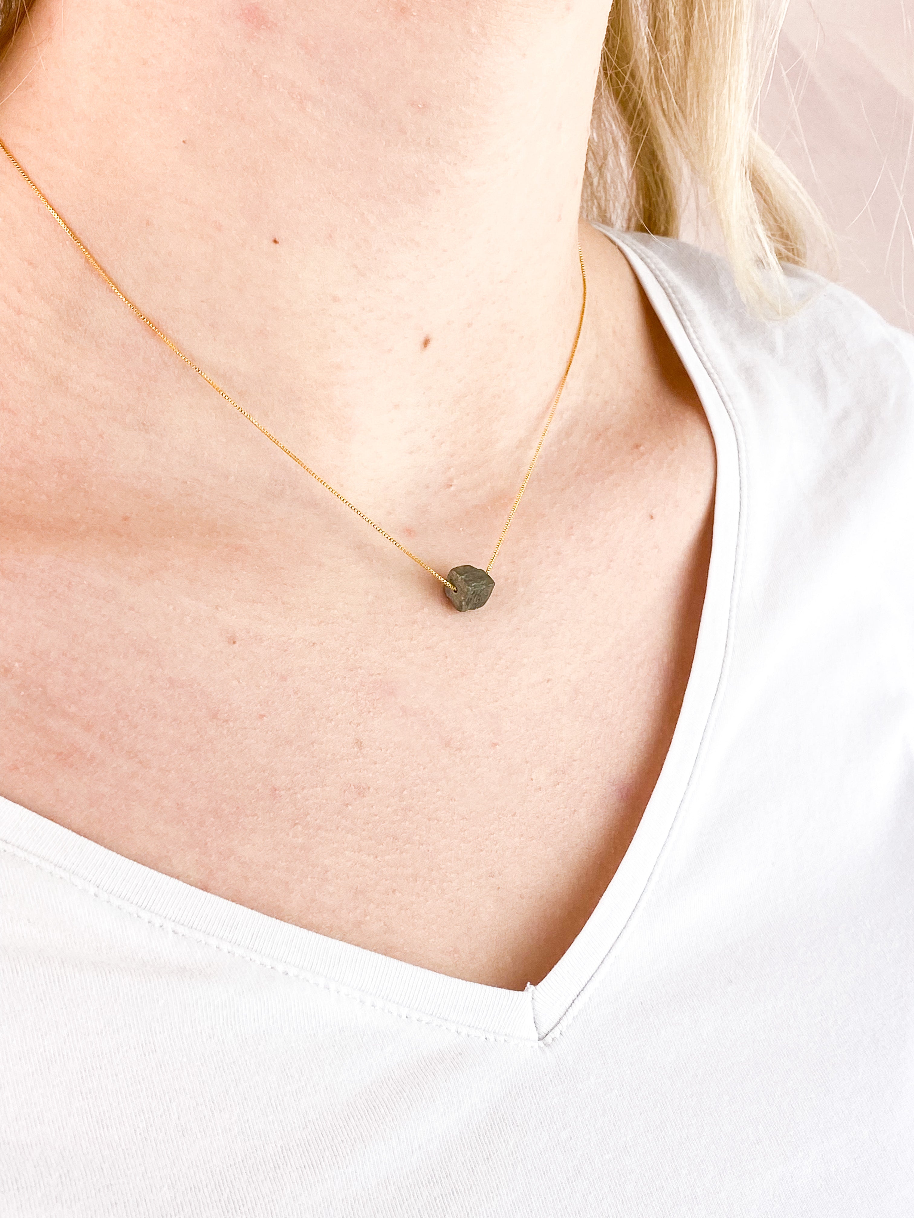 Pyrite RAW DELICATE Necklace - Gold Plated/Silver