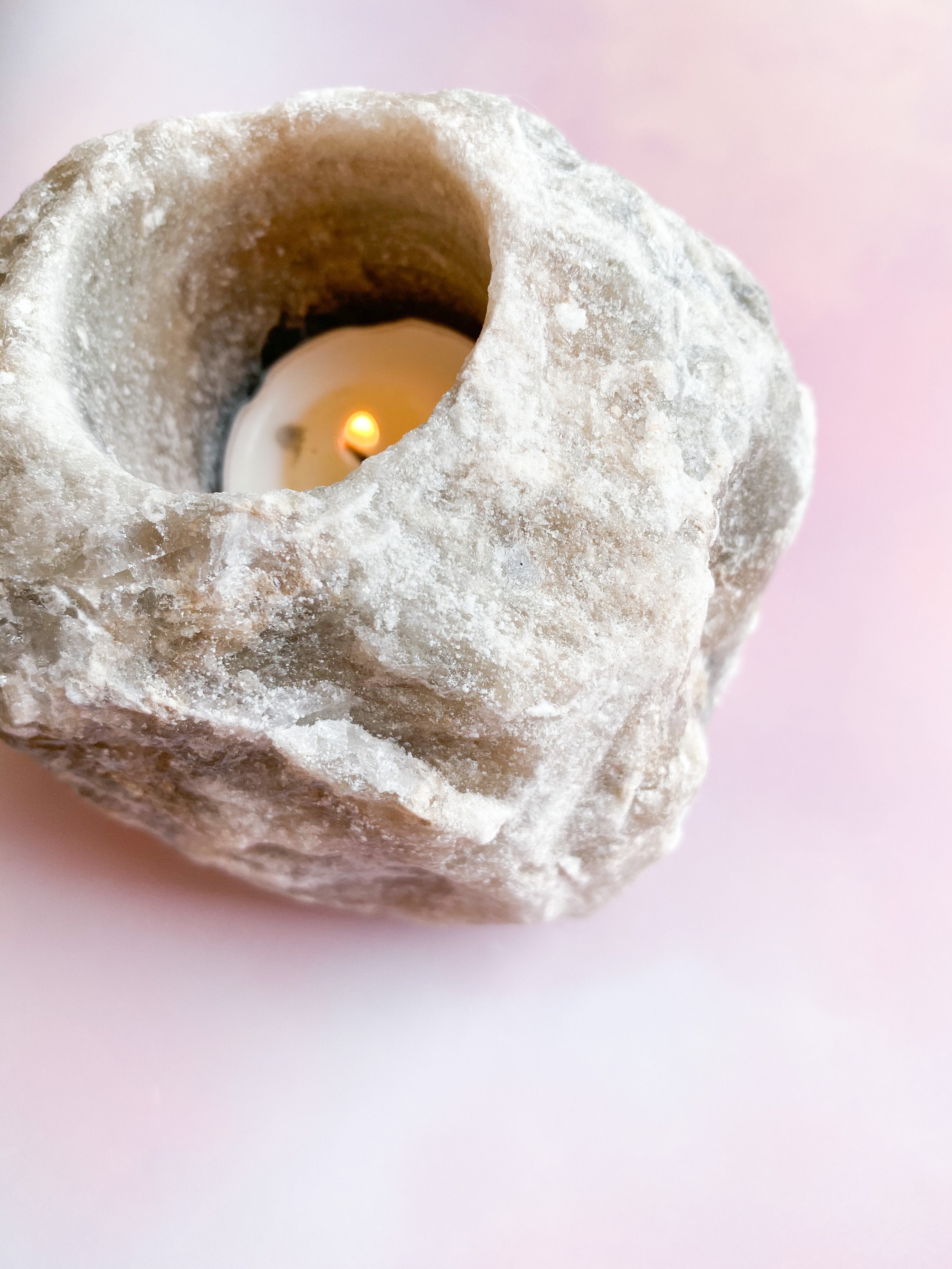 Grå Himalaya Salt Fyrfadsholder