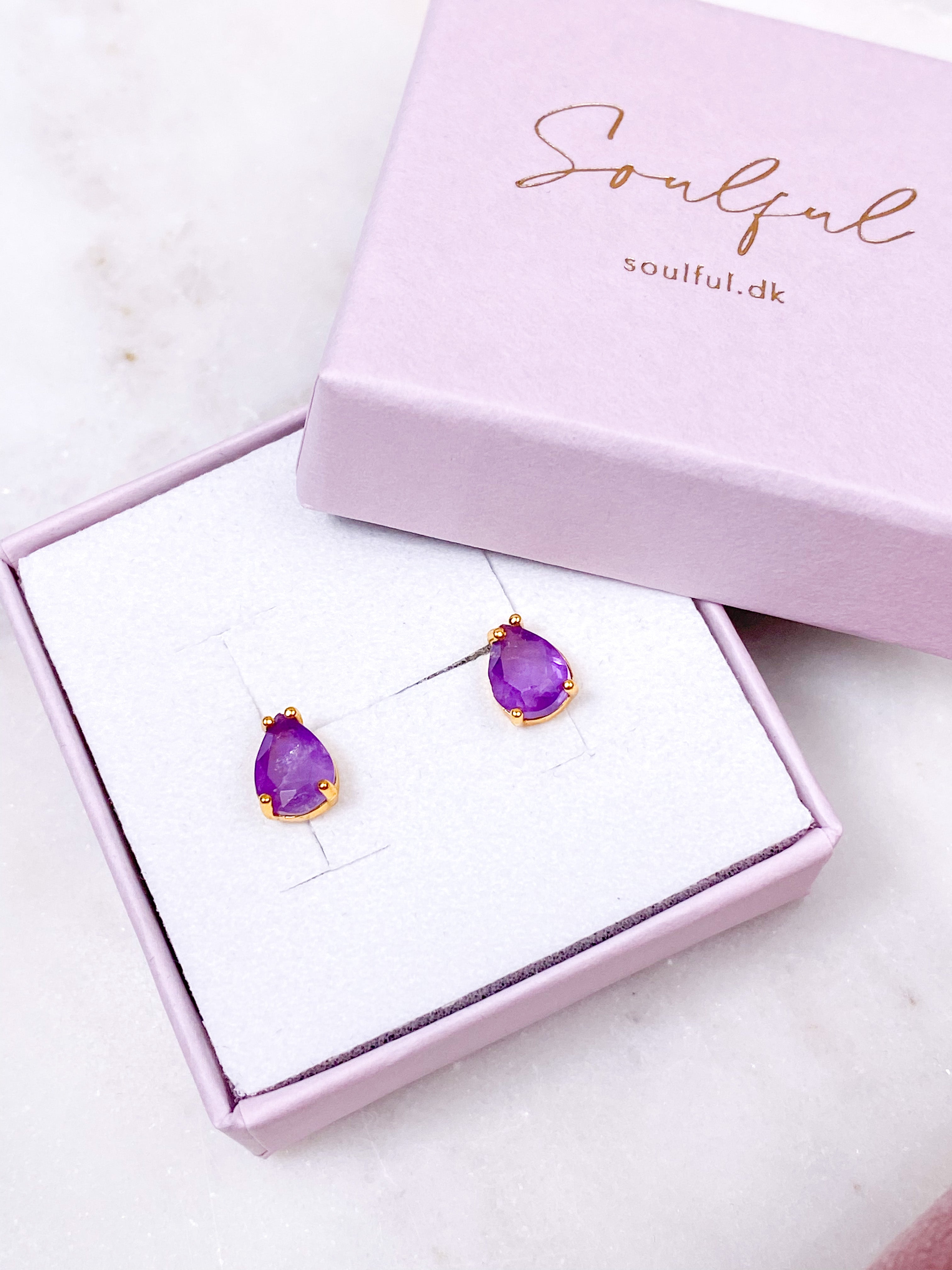 Akvamarin - Petite Heart - Guld