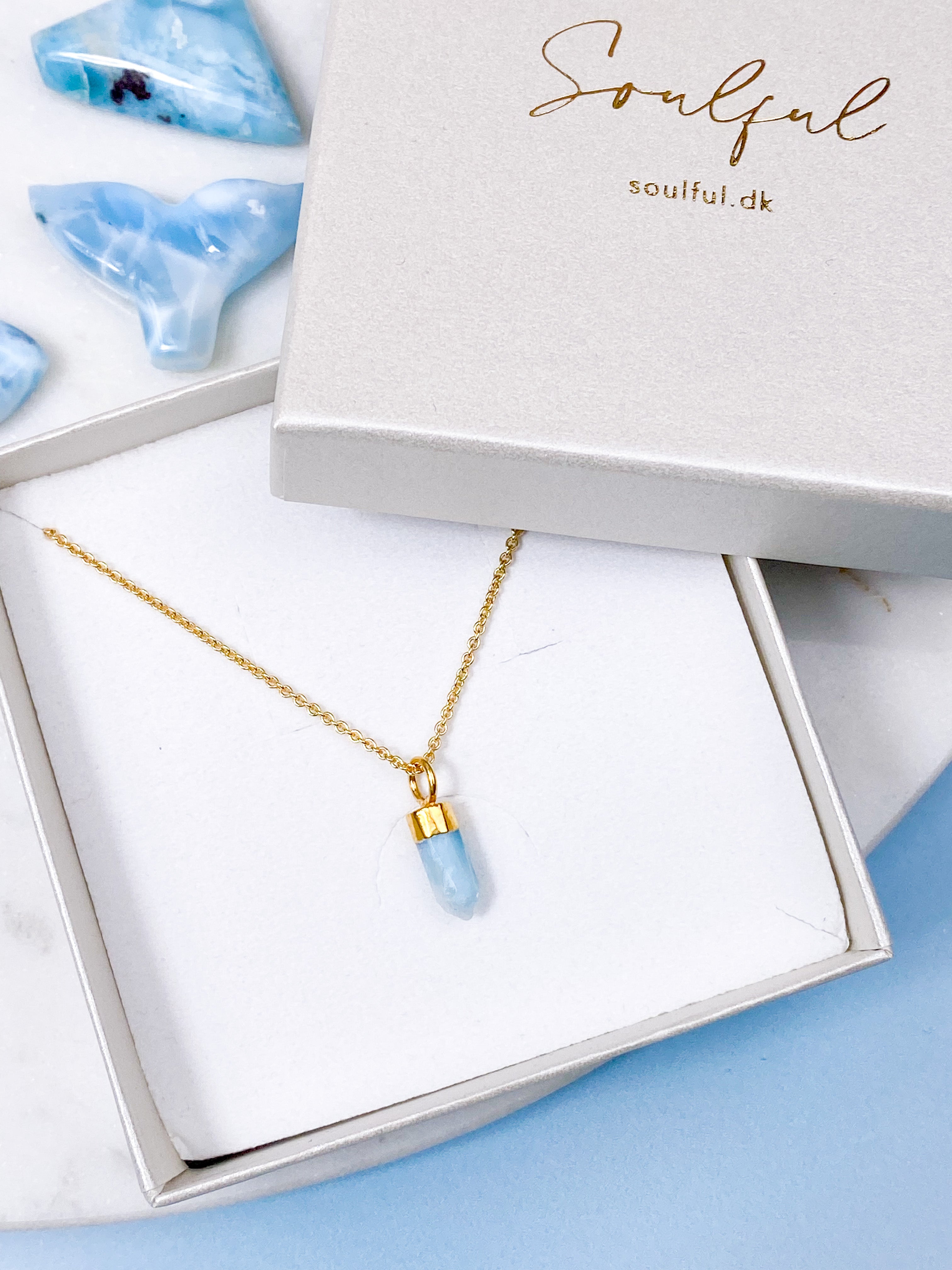 Larimar Facet Spids Halskæde