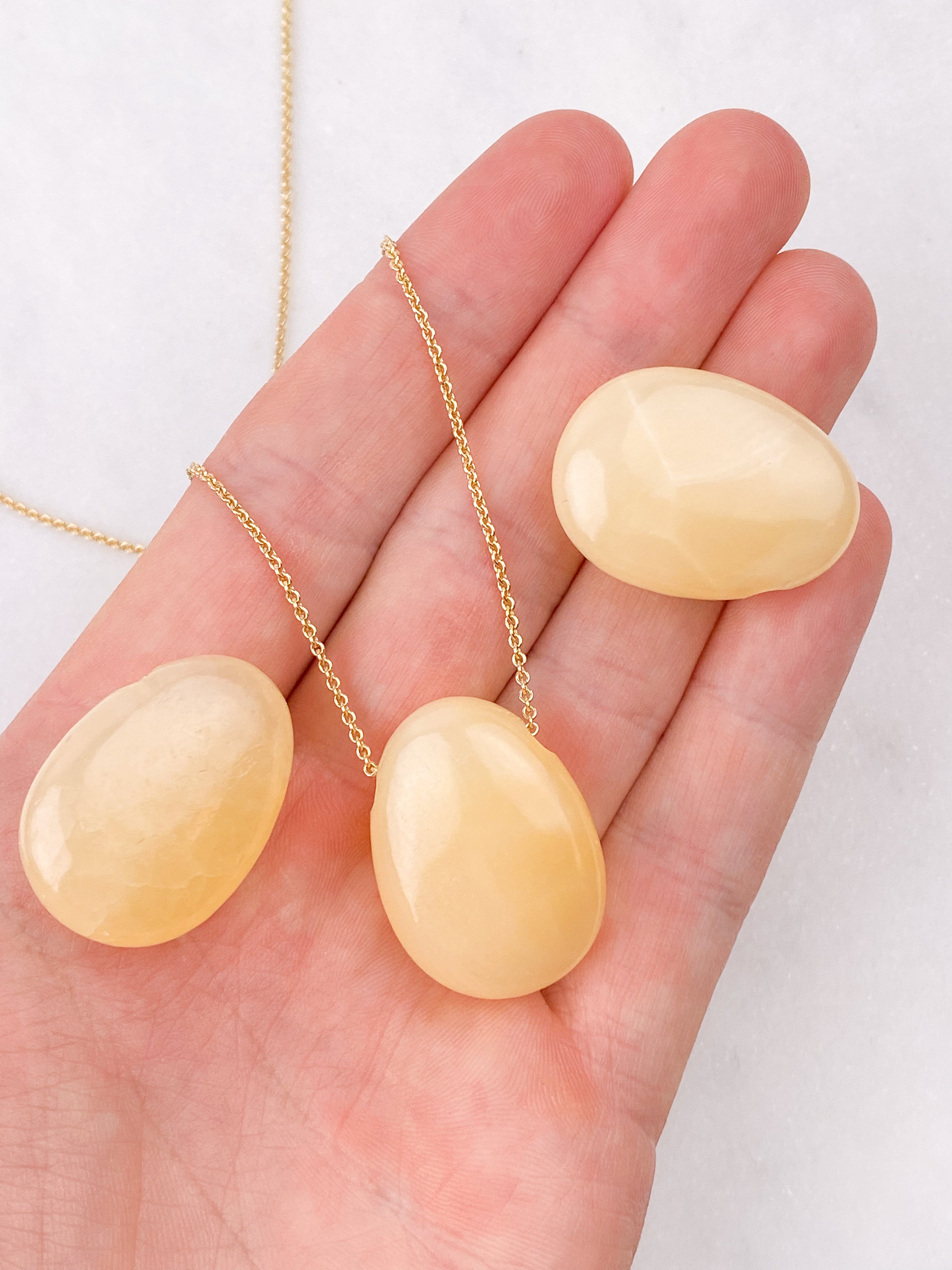 Orange Calcit Drop Halskæde