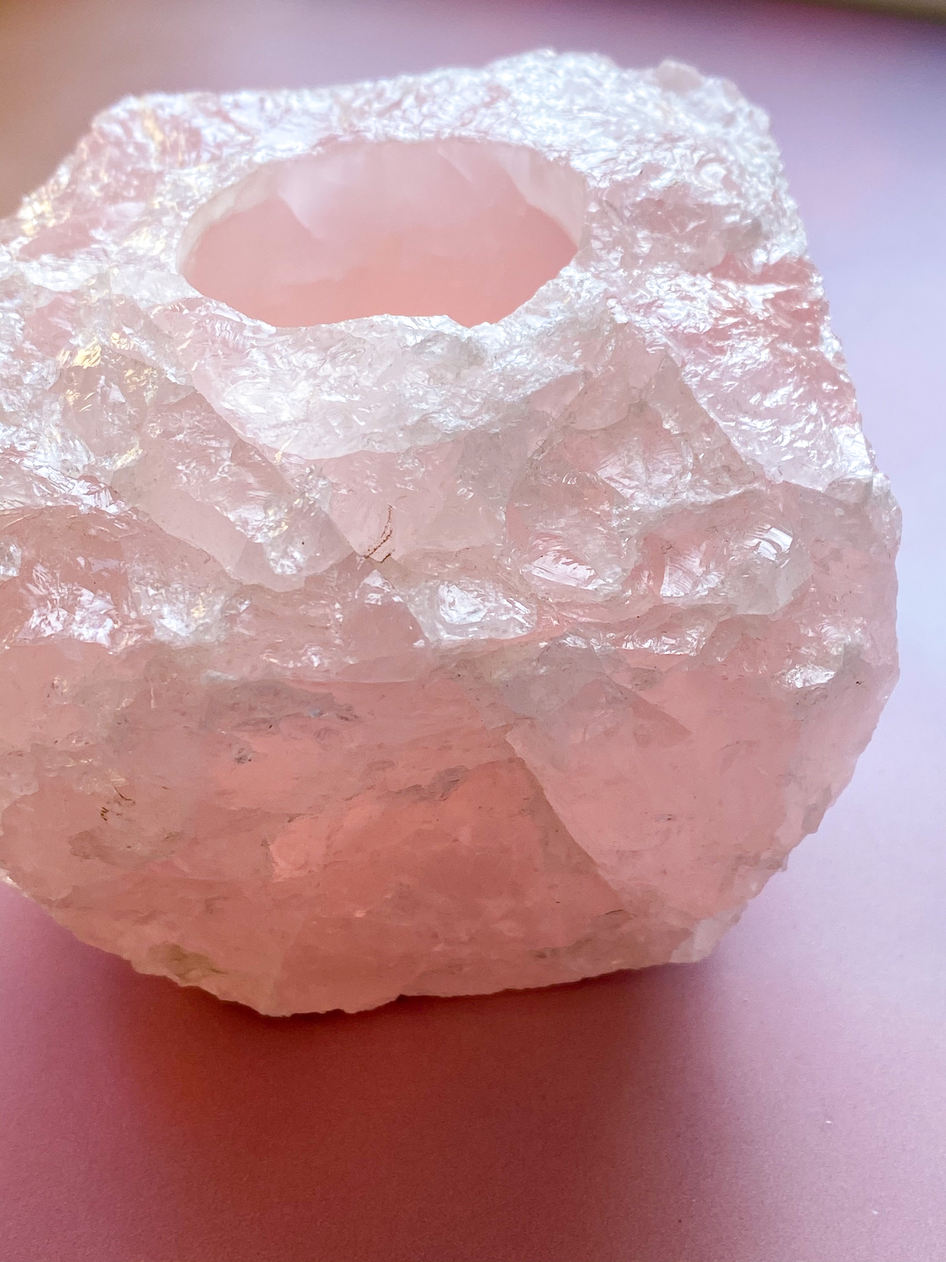 Rosakvarts Fyrfadsholder