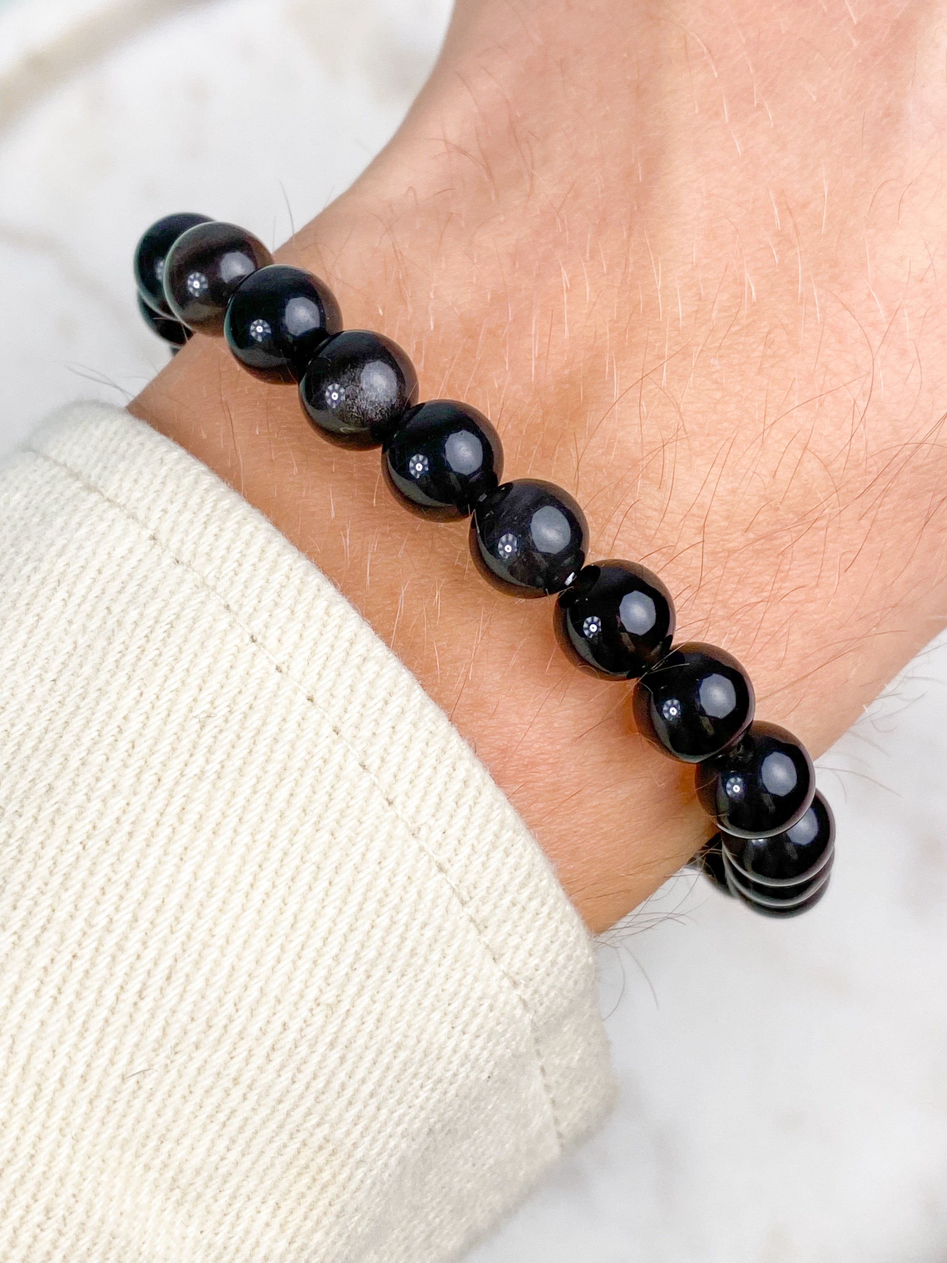 Sølv Obsidian Armbånd (Herre)